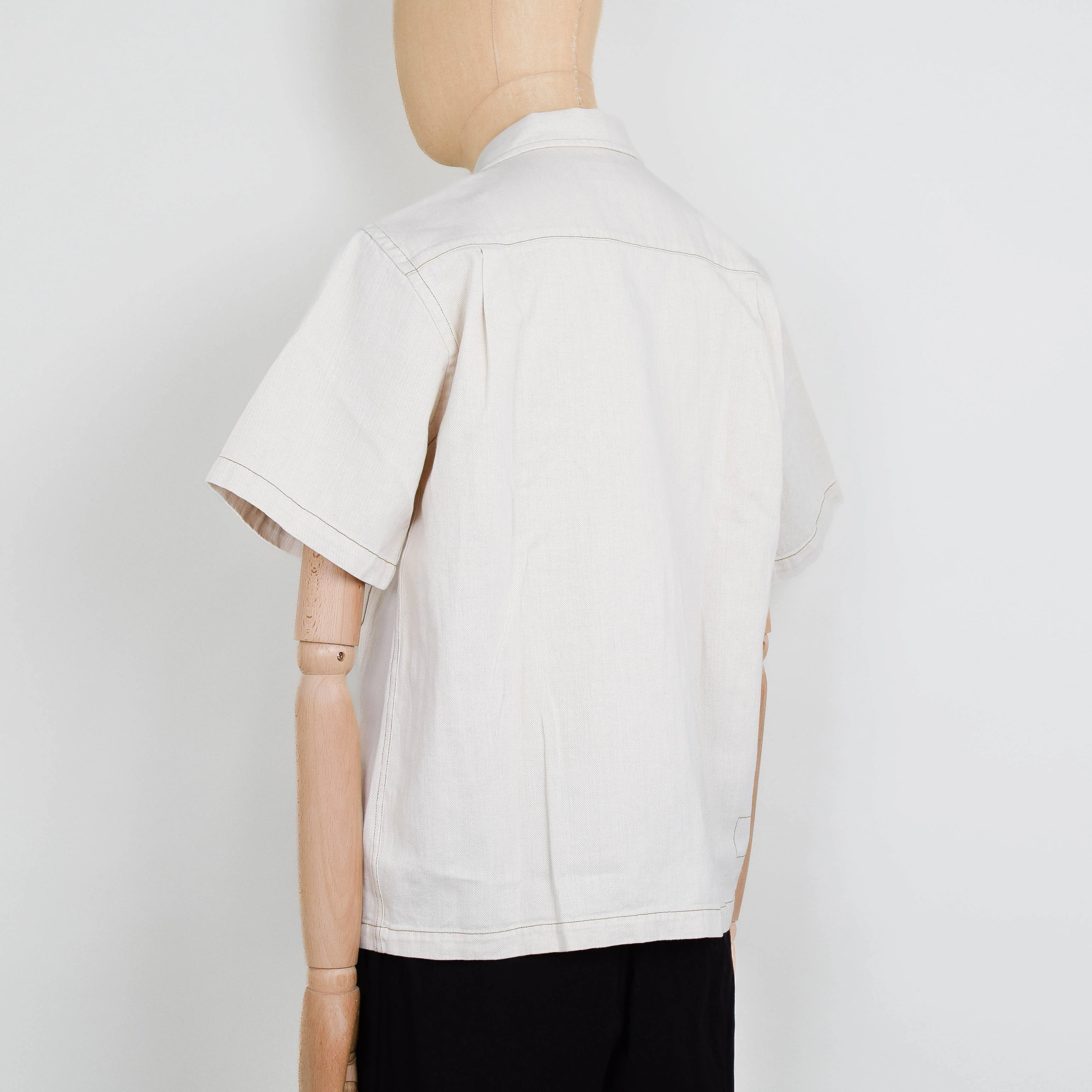 Universal Works S/S Fatigue Shirt Koko Cotlin - Ecru - Image 3