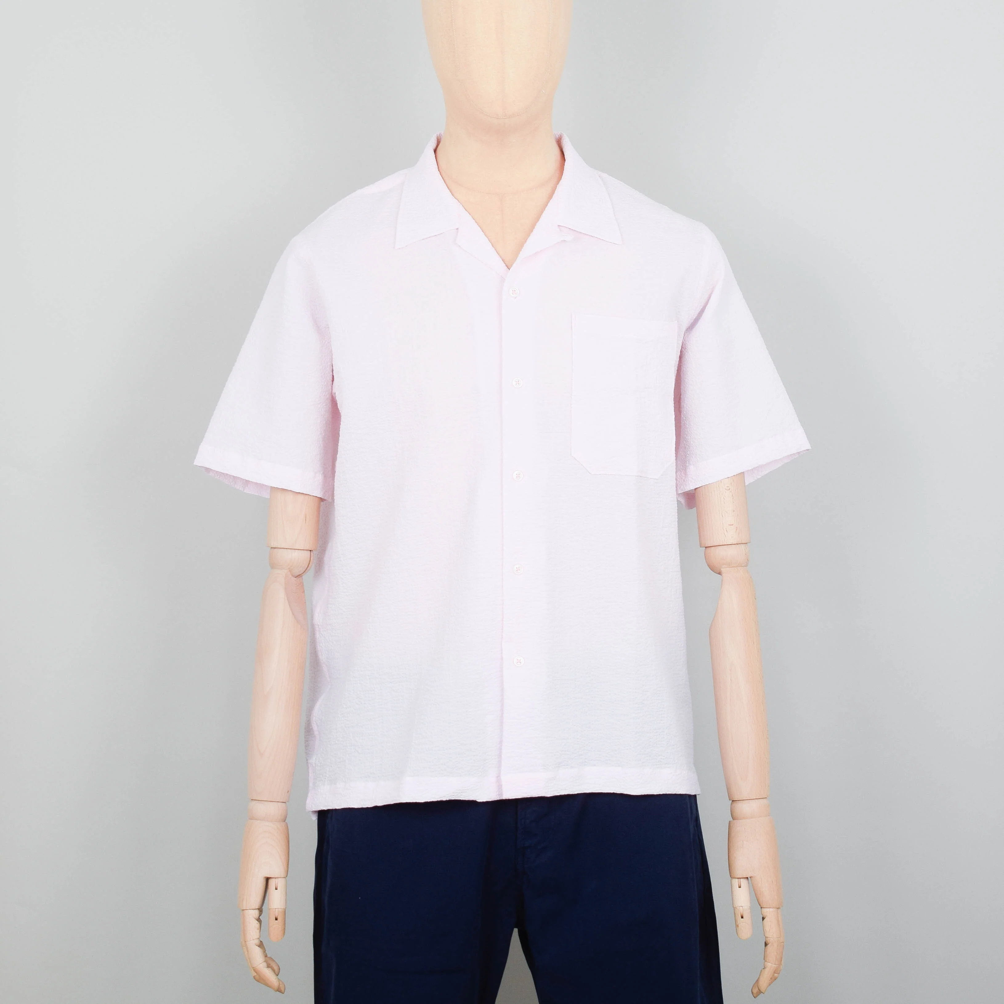 Universal Works Seersucker Camp Shirt - Pink