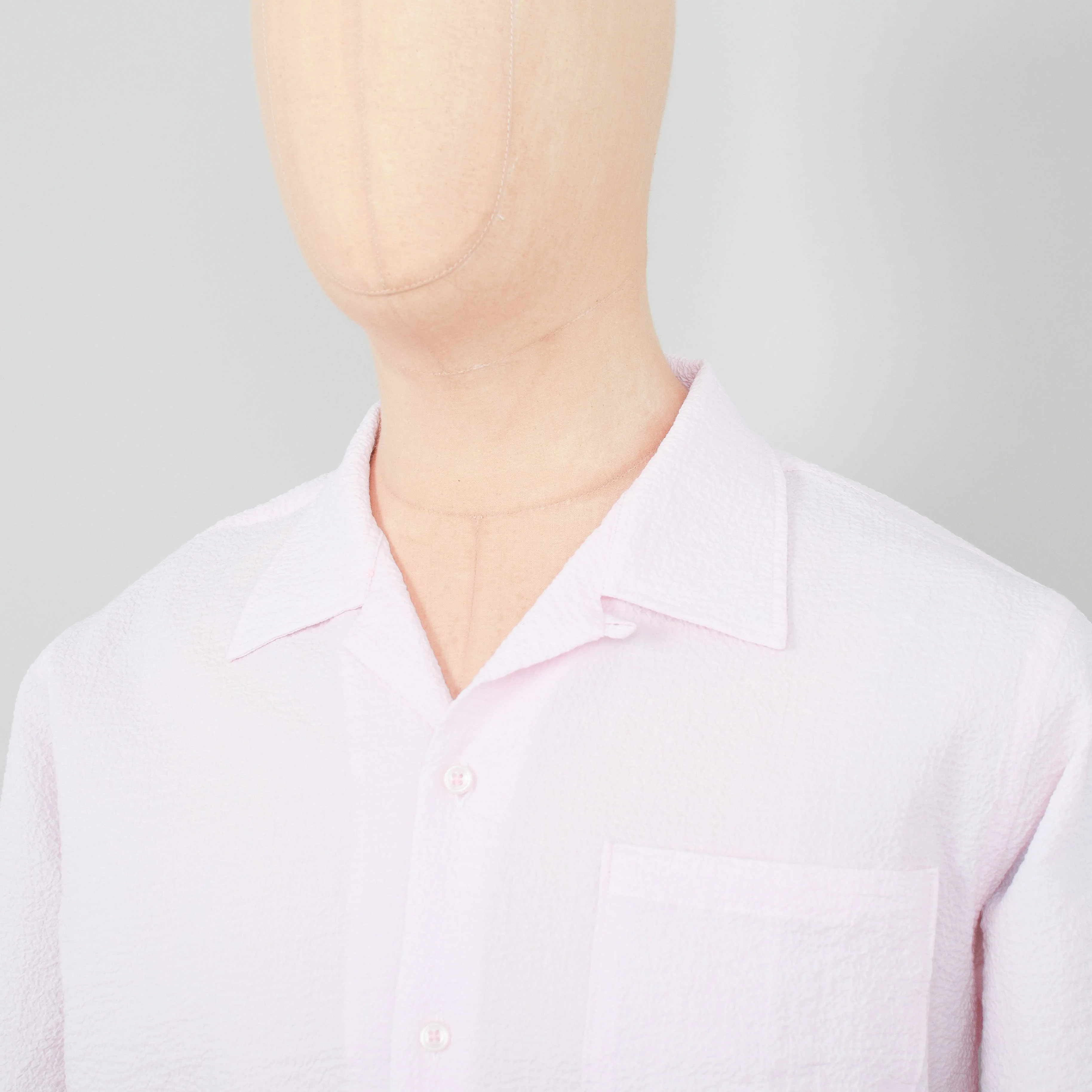 Universal Works Seersucker Camp Shirt - Pink - Image 2