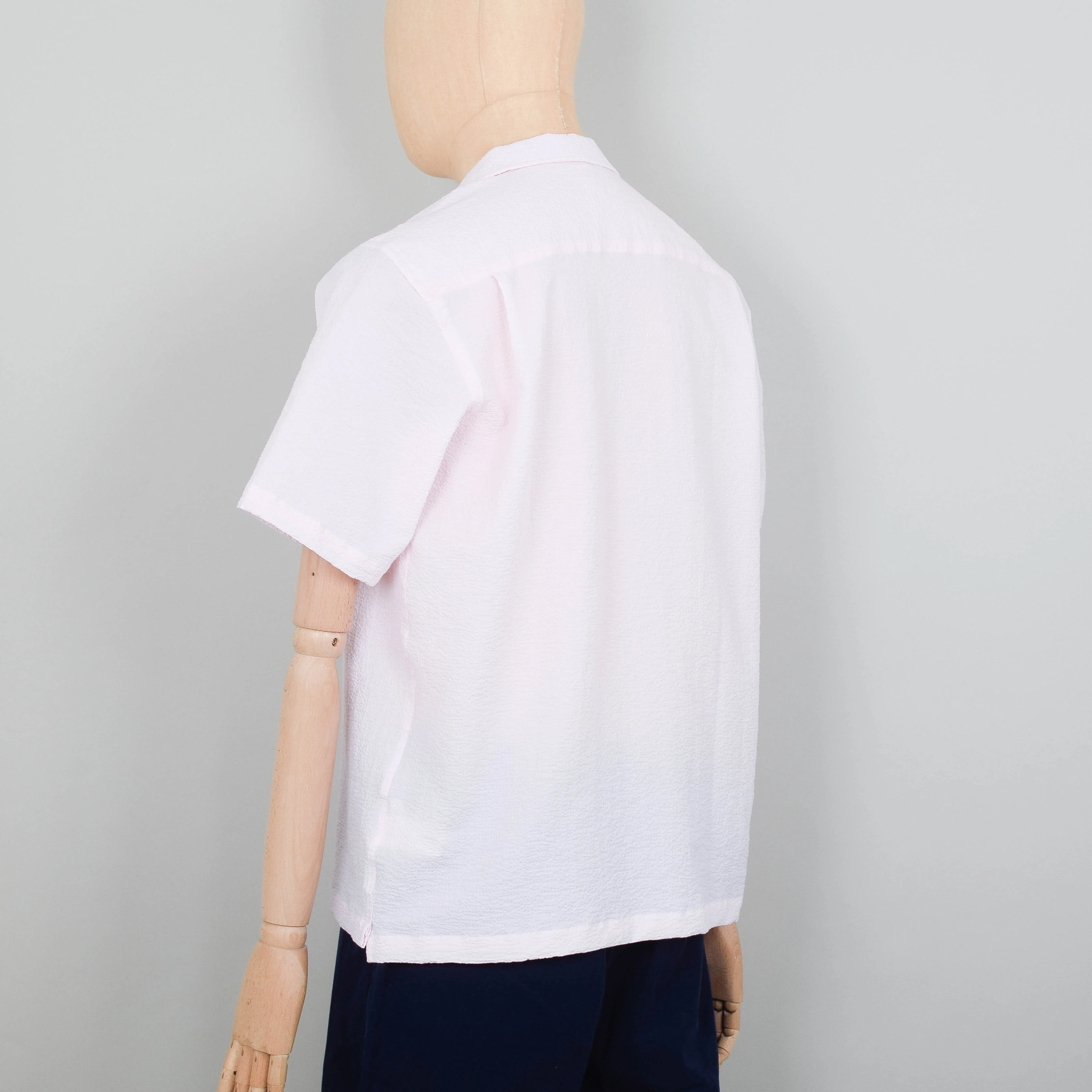 Universal Works Seersucker Camp Shirt - Pink - Image 3