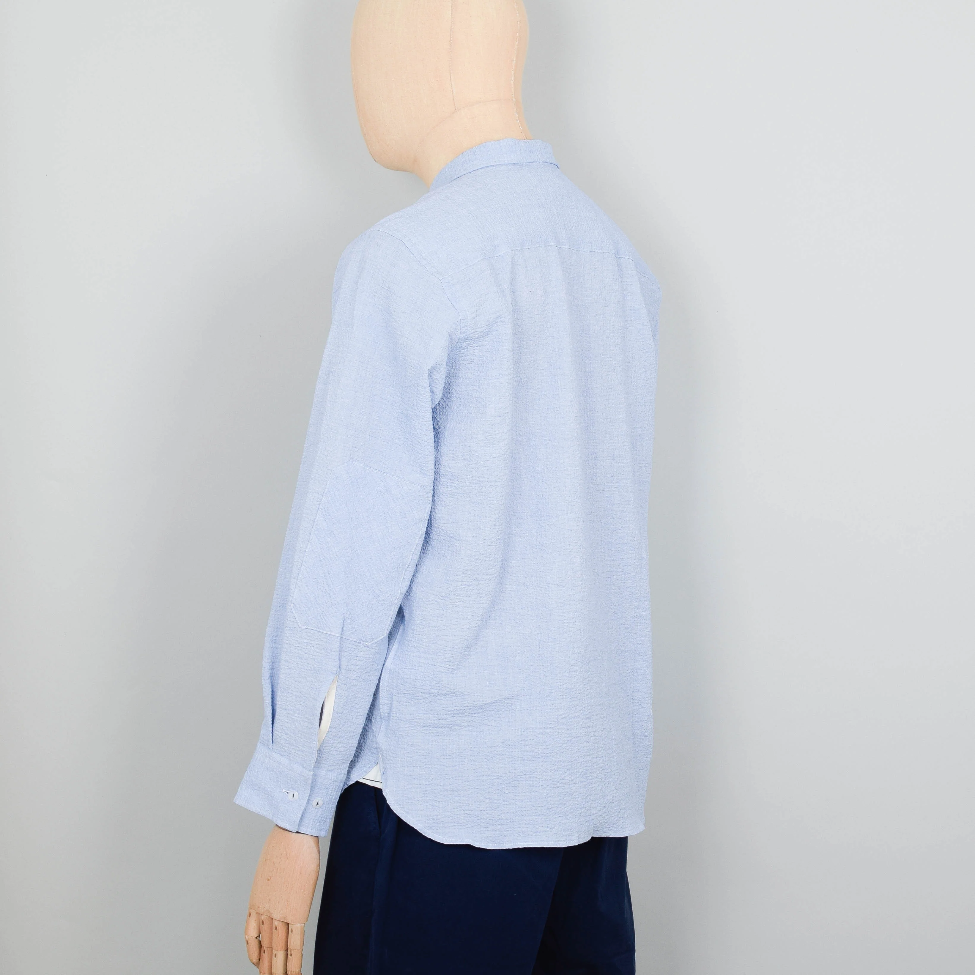 Universal Works Seersucker Worker Shirt - Sky - Image 3