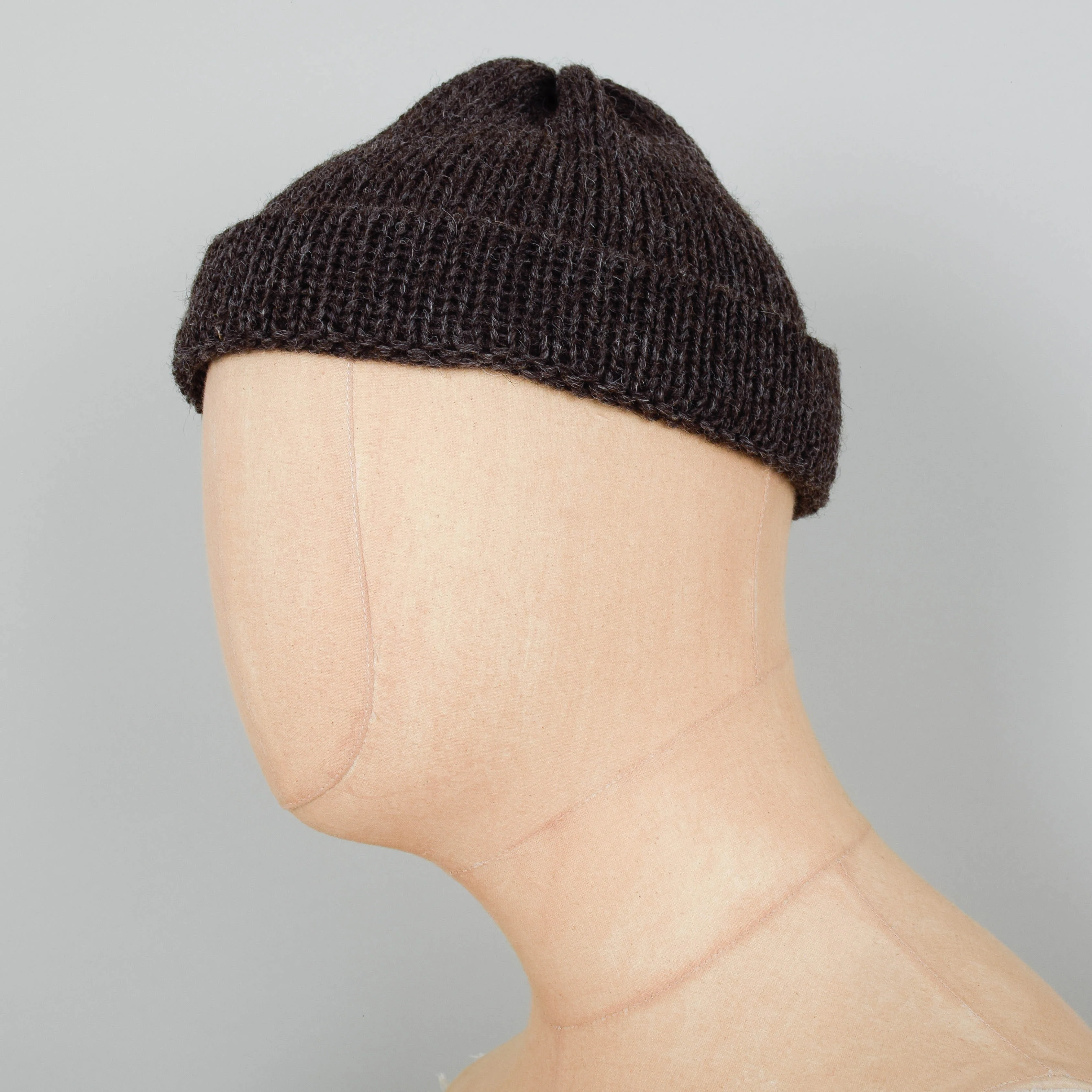 Universal Works Short Watch Cap British Wool - Light Brown - Image 2