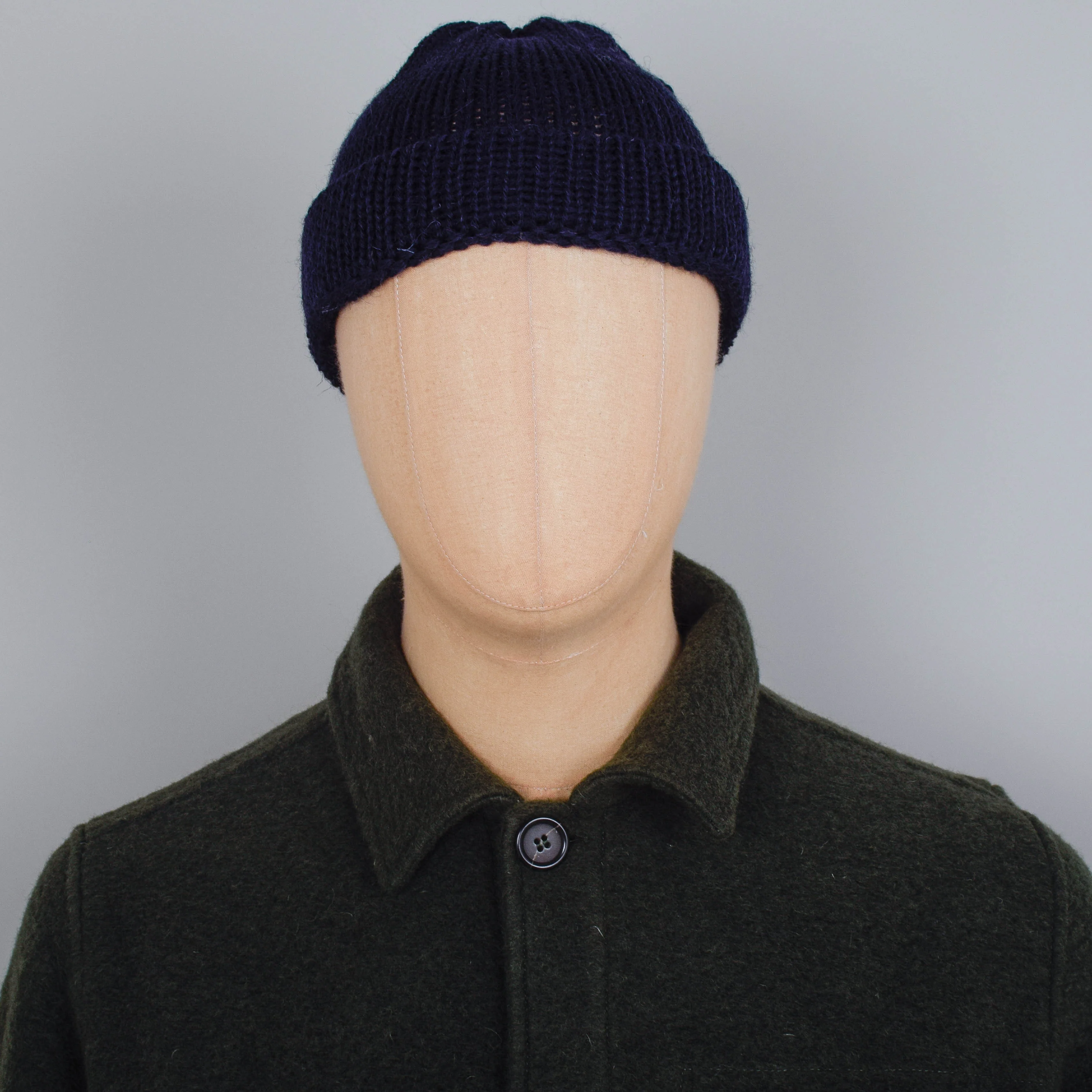Universal Works Short Watch Cap British Wool - Navy
