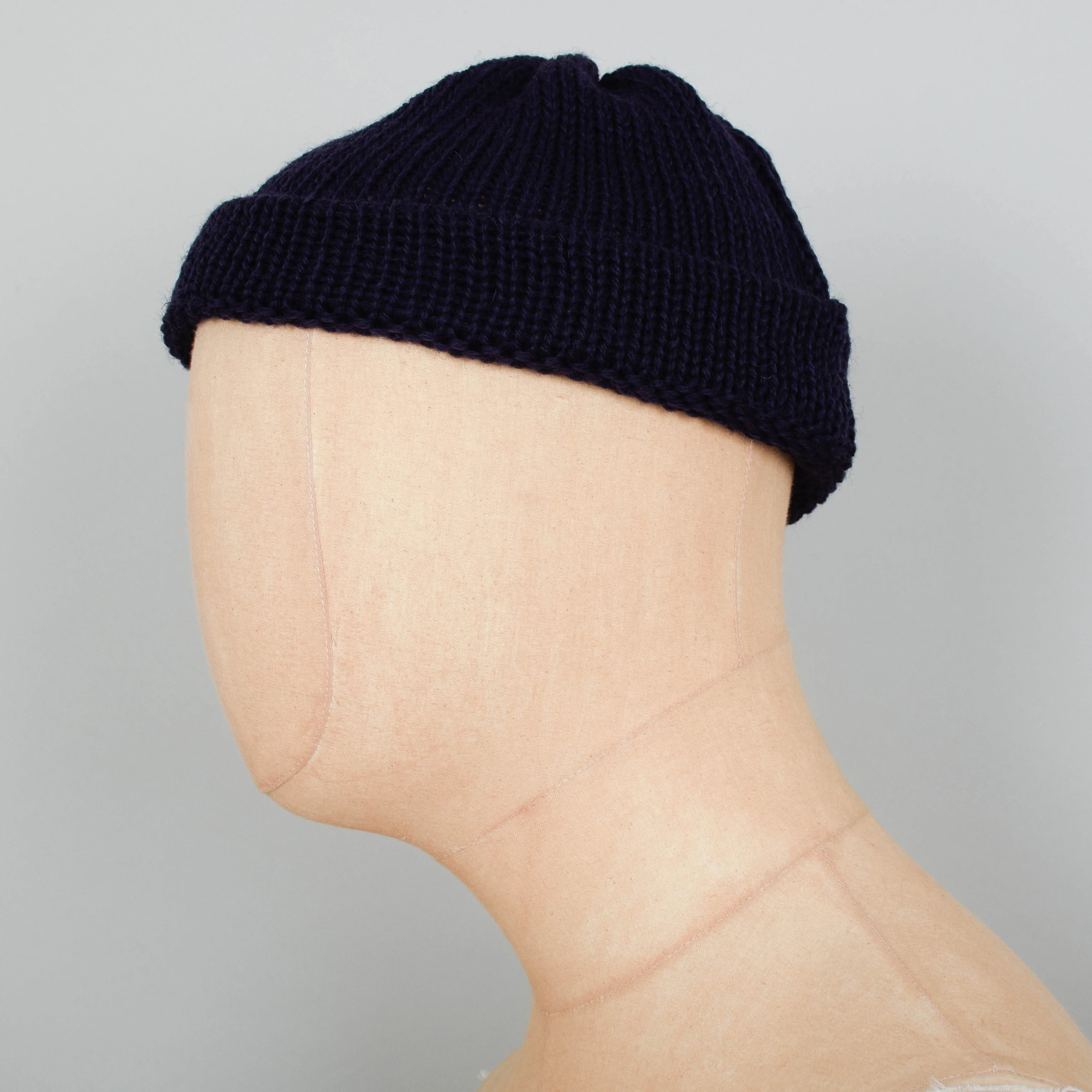 Universal Works Short Watch Cap British Wool - Navy - Image 2