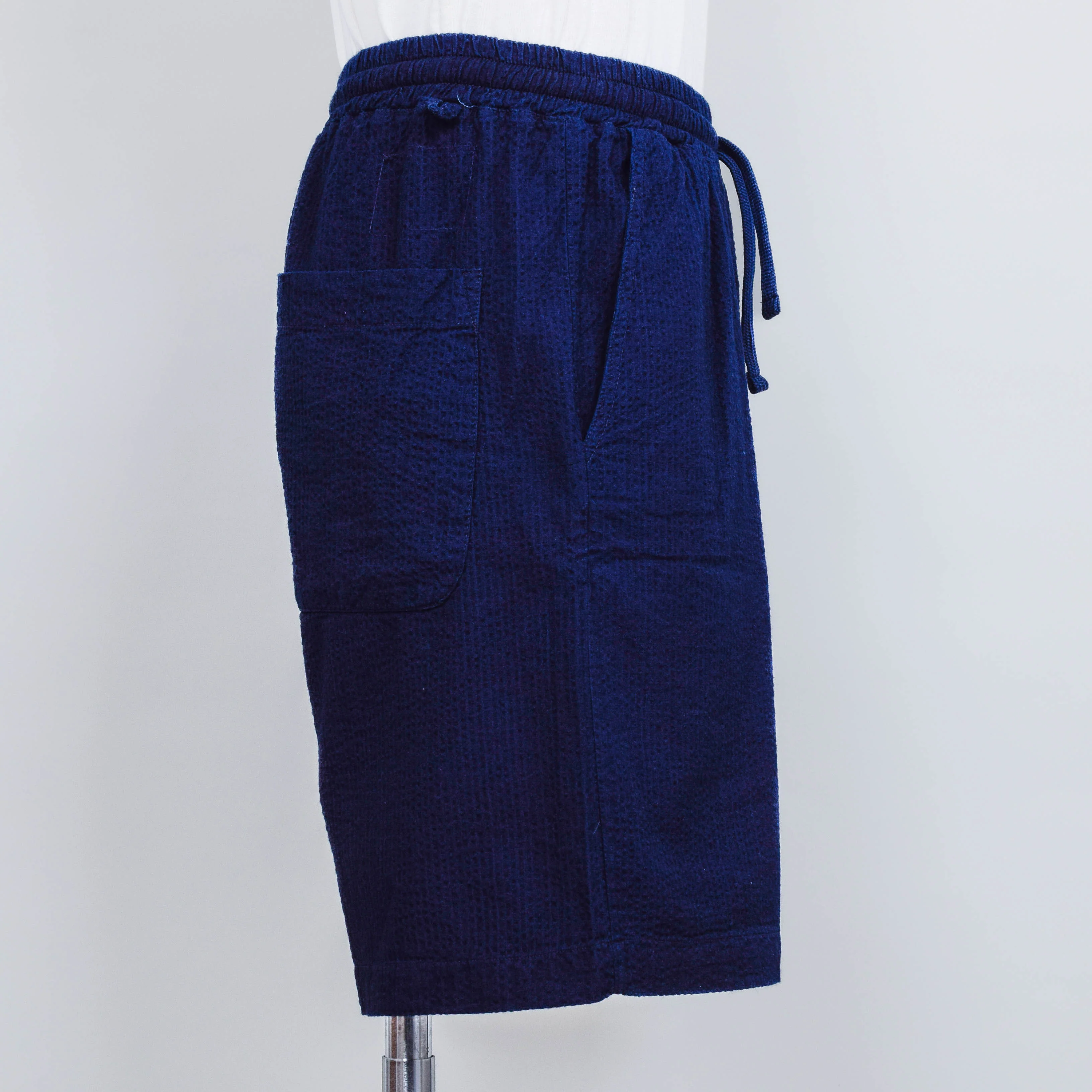 Universal Works Simple Short Seersucker - Washed Indigo - Image 2