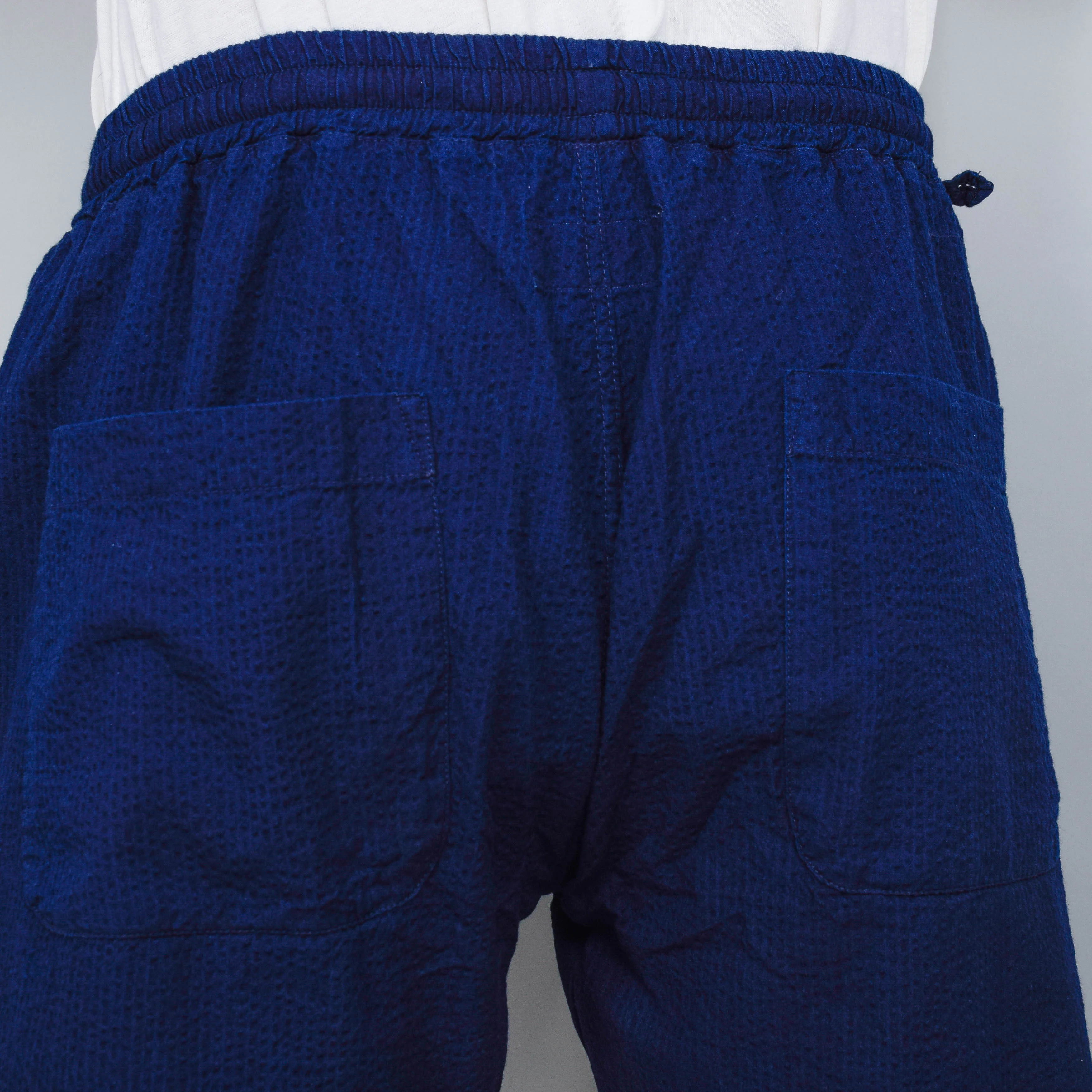 Universal Works Simple Short Seersucker - Washed Indigo - Image 3
