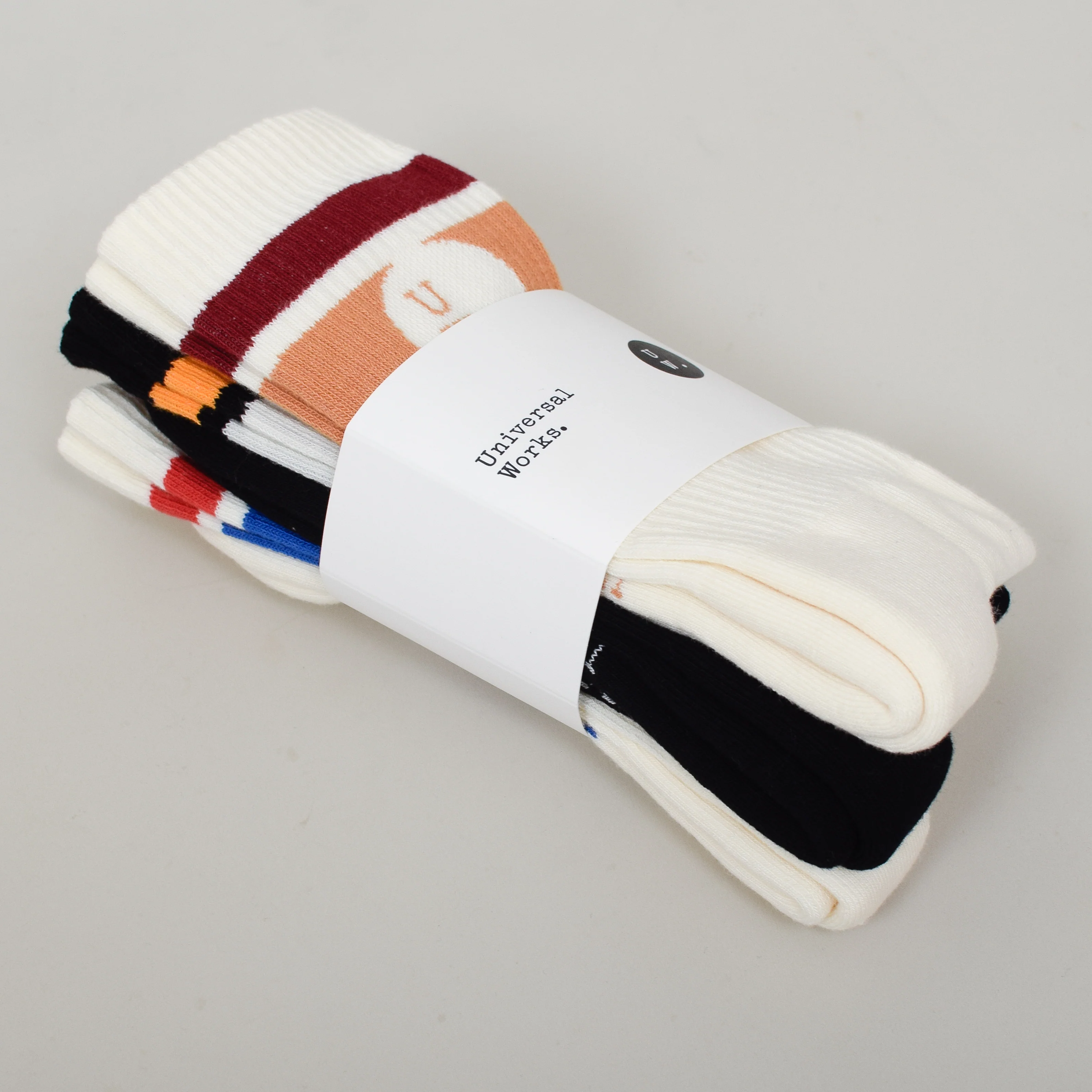 Universal Works Sport Sock 3 Pack - Ecru / Ecru / Black