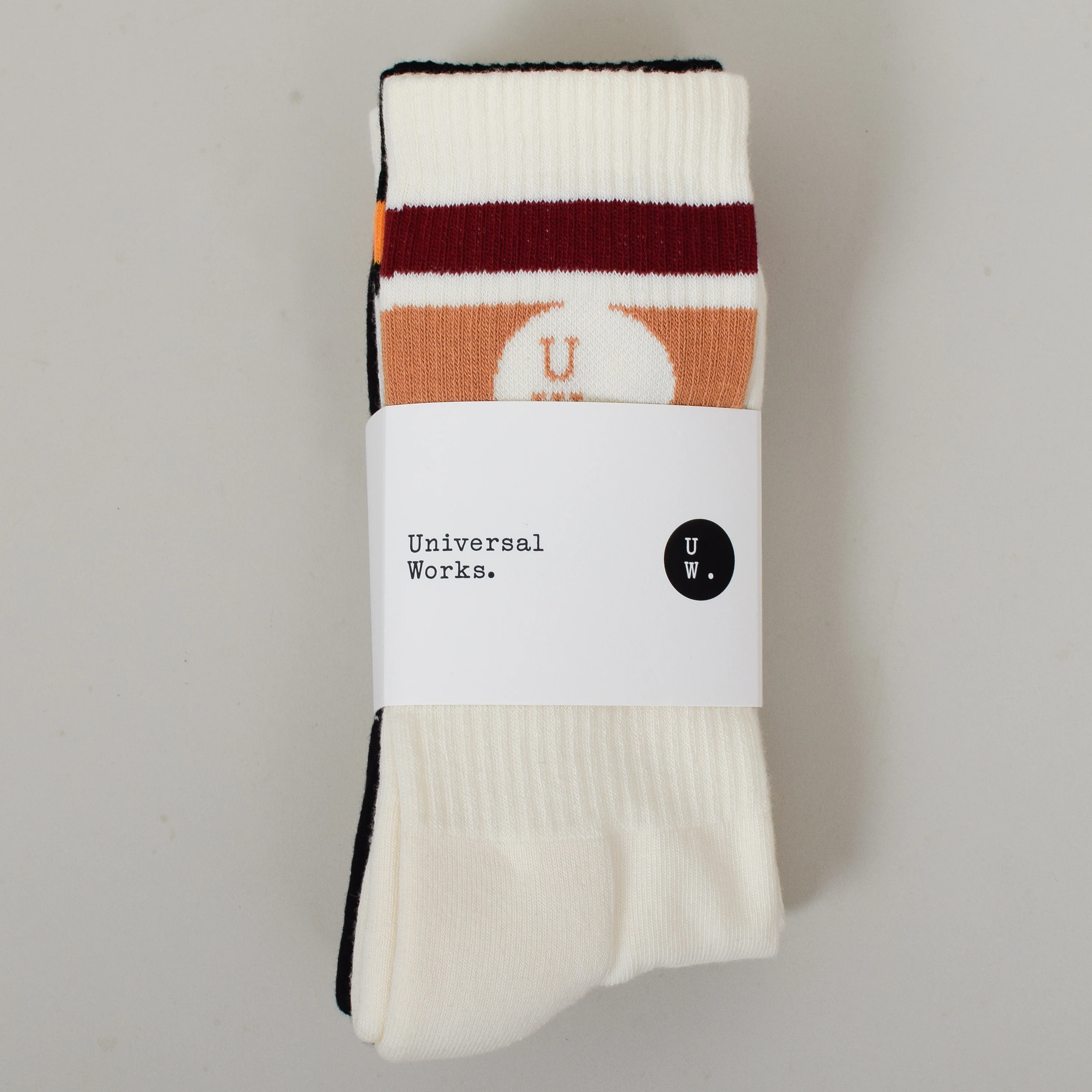 Universal Works Sport Sock 3 Pack - Ecru / Ecru / Black - Image 2