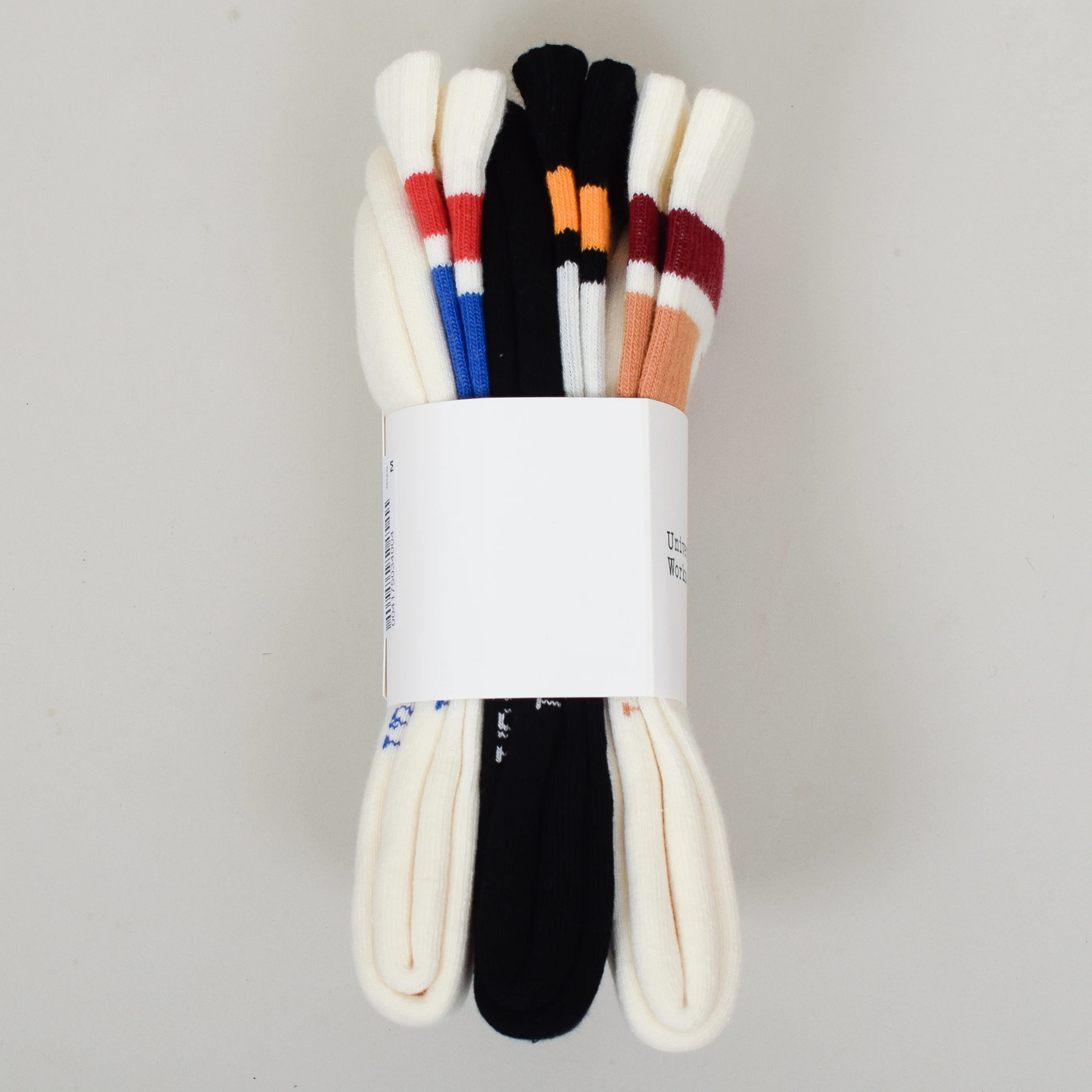 Universal Works Sport Sock 3 Pack - Ecru / Ecru / Black - Image 3