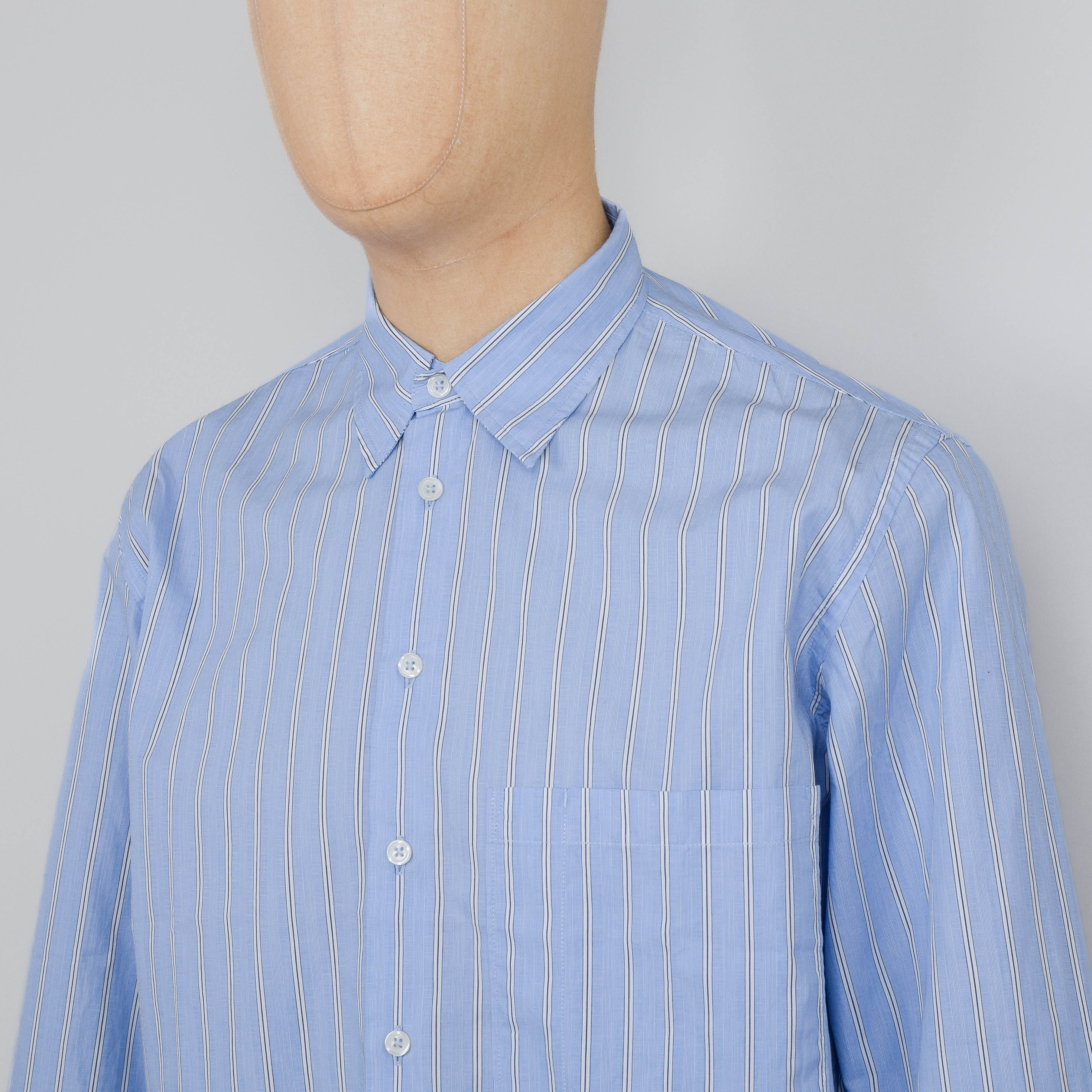Universal Works Square Pocket Shirt - MC Stripe Blue - Image 2