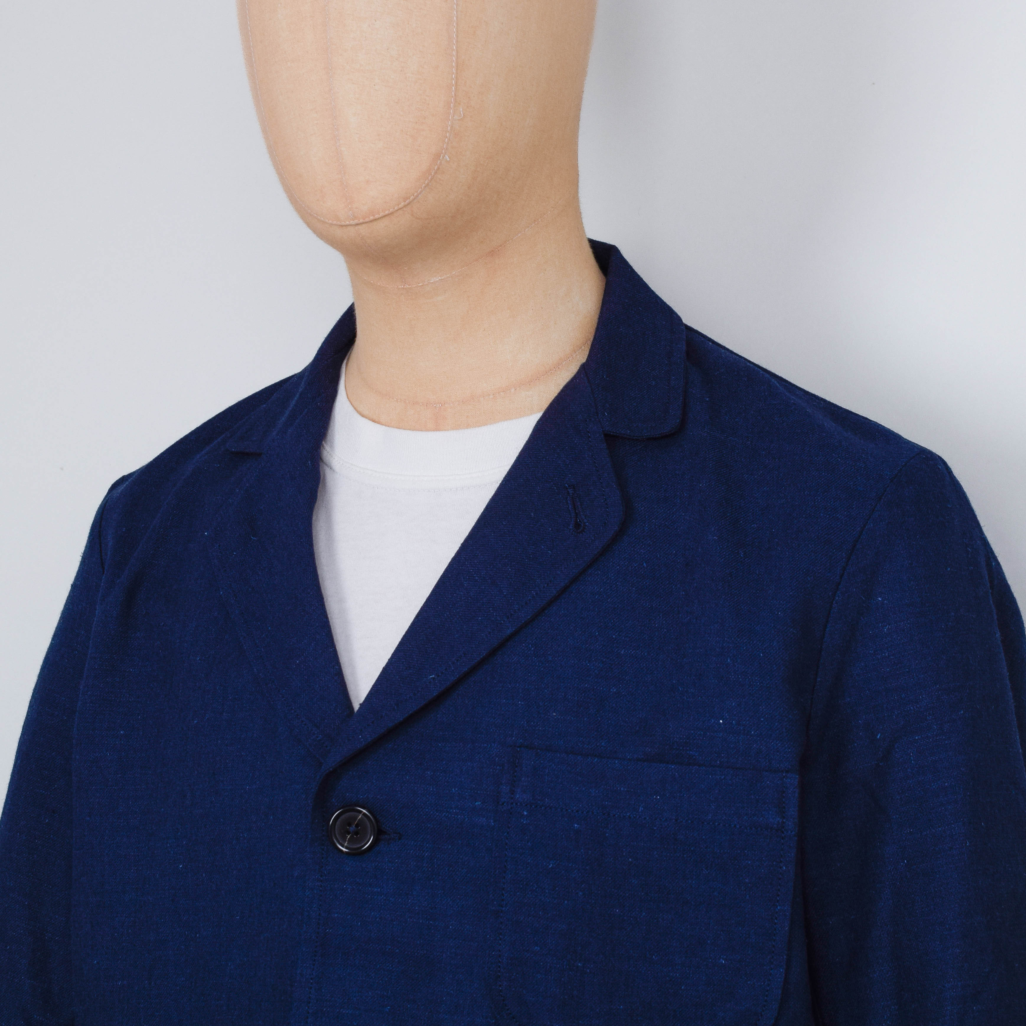Universal Works Three Button Jacket Lord Cotton Linen - Navy - Image 2