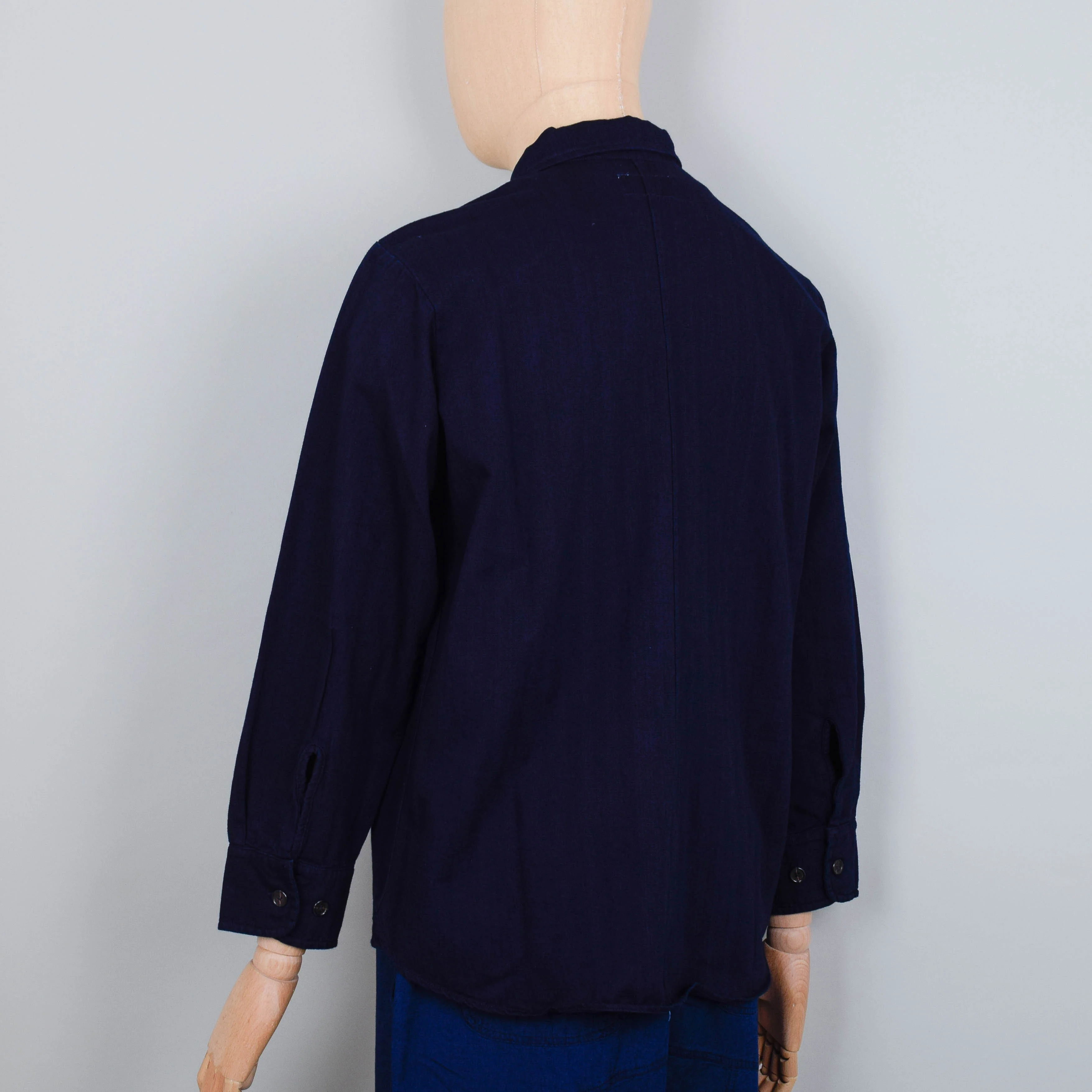 Universal Works Travail Overshirt Herringbone Denim - Indigo - Image 3