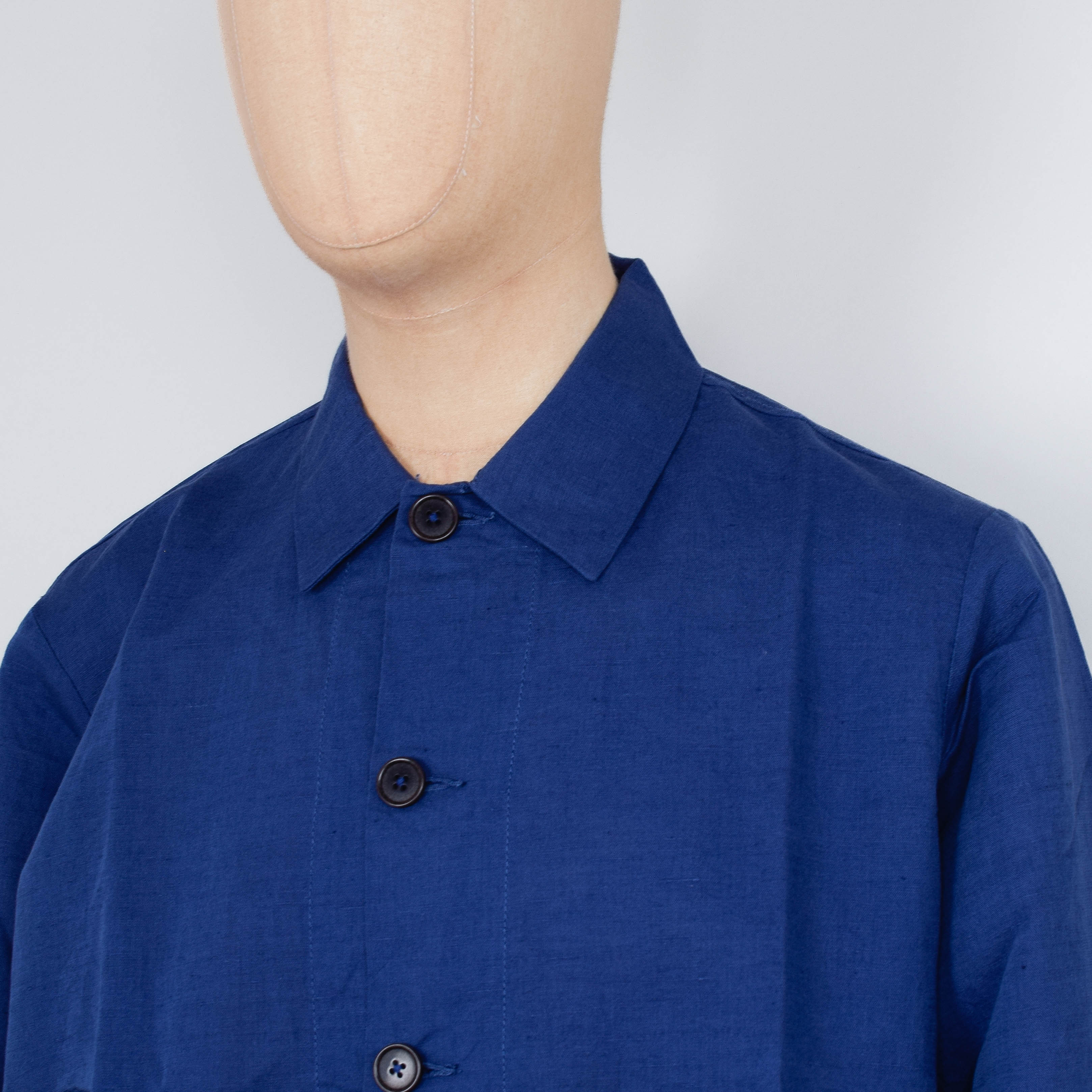 Universal Works Travail Overshirt Linen Cotton - Blue - Image 2