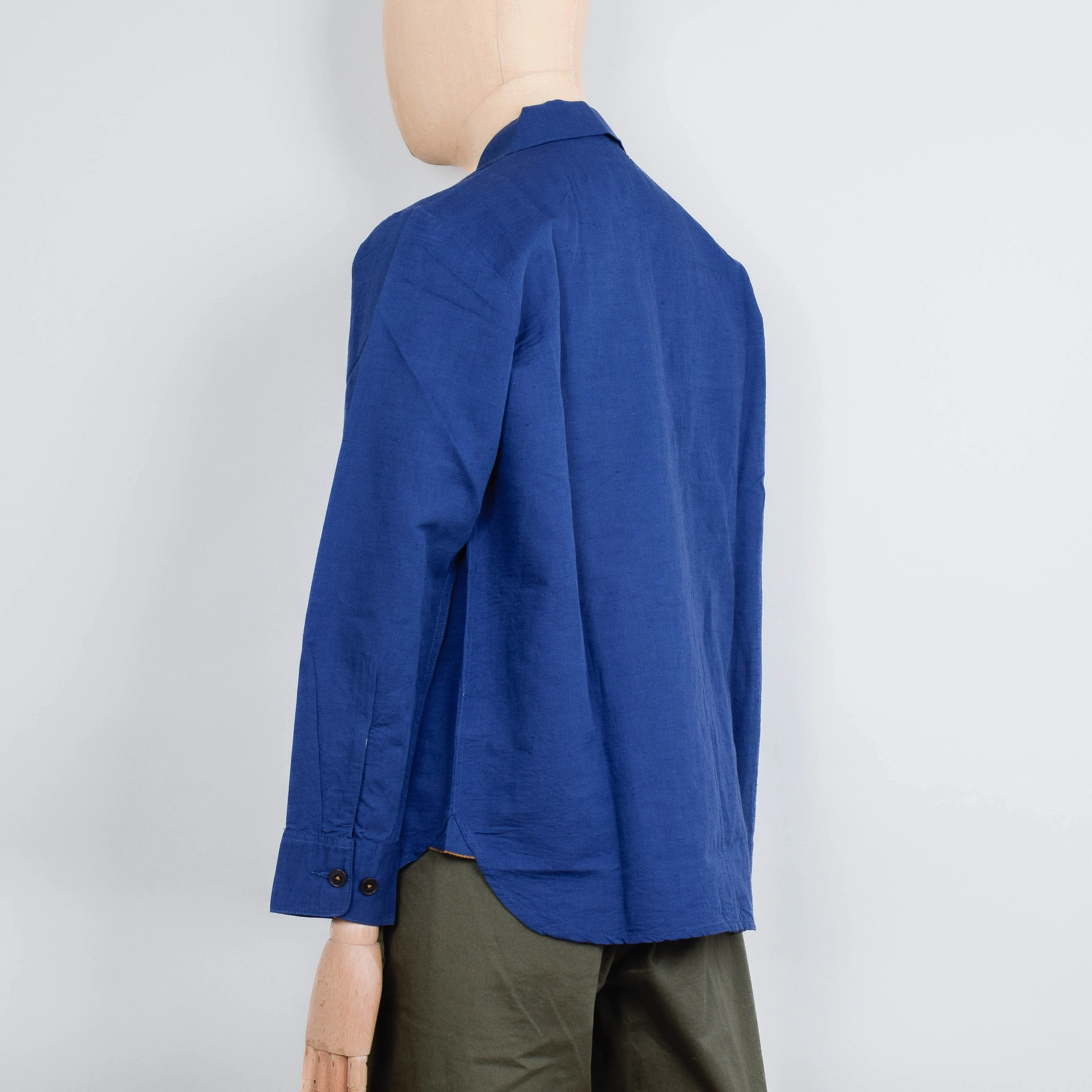Universal Works Travail Overshirt Linen Cotton - Blue - Image 3