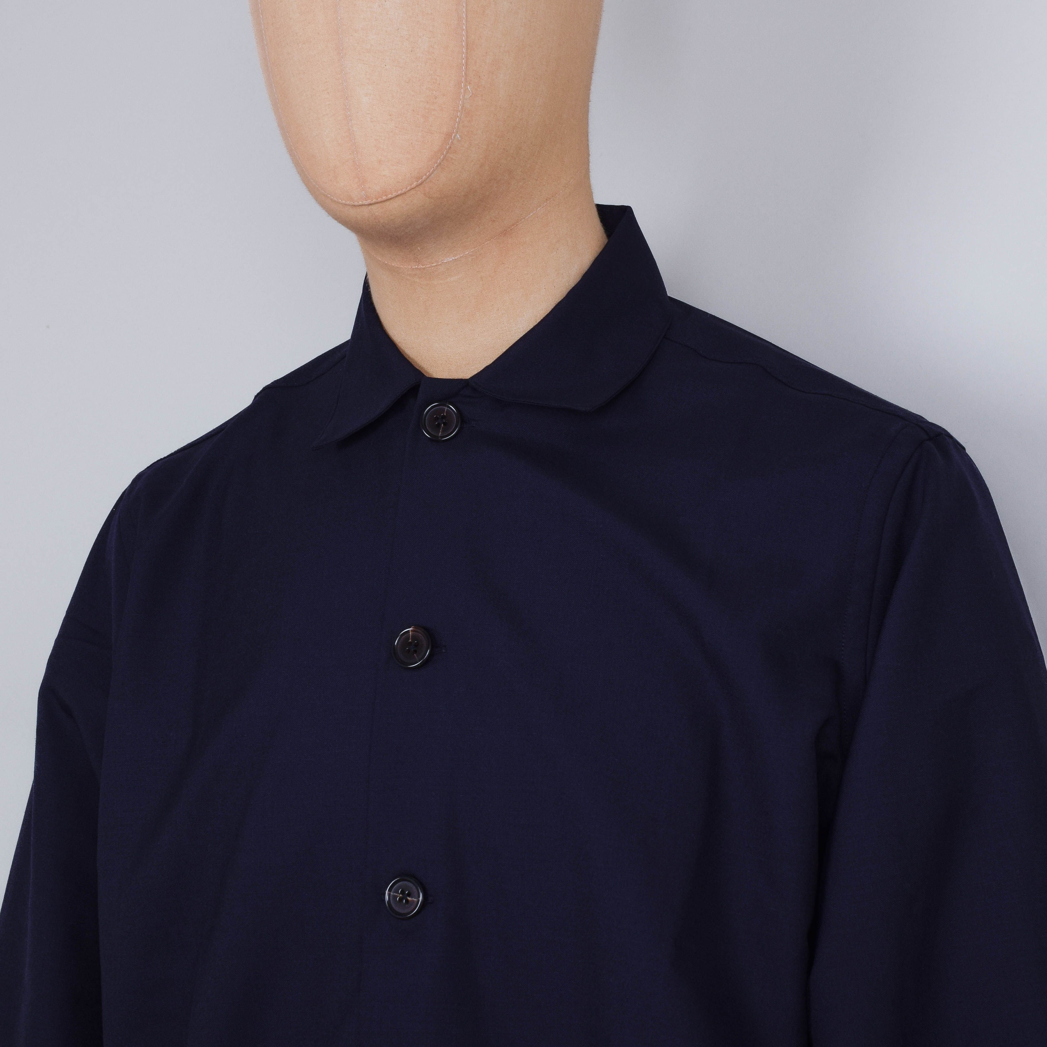 Universal Works Travail Overshirt Tropical Suiting - Navy - Image 2