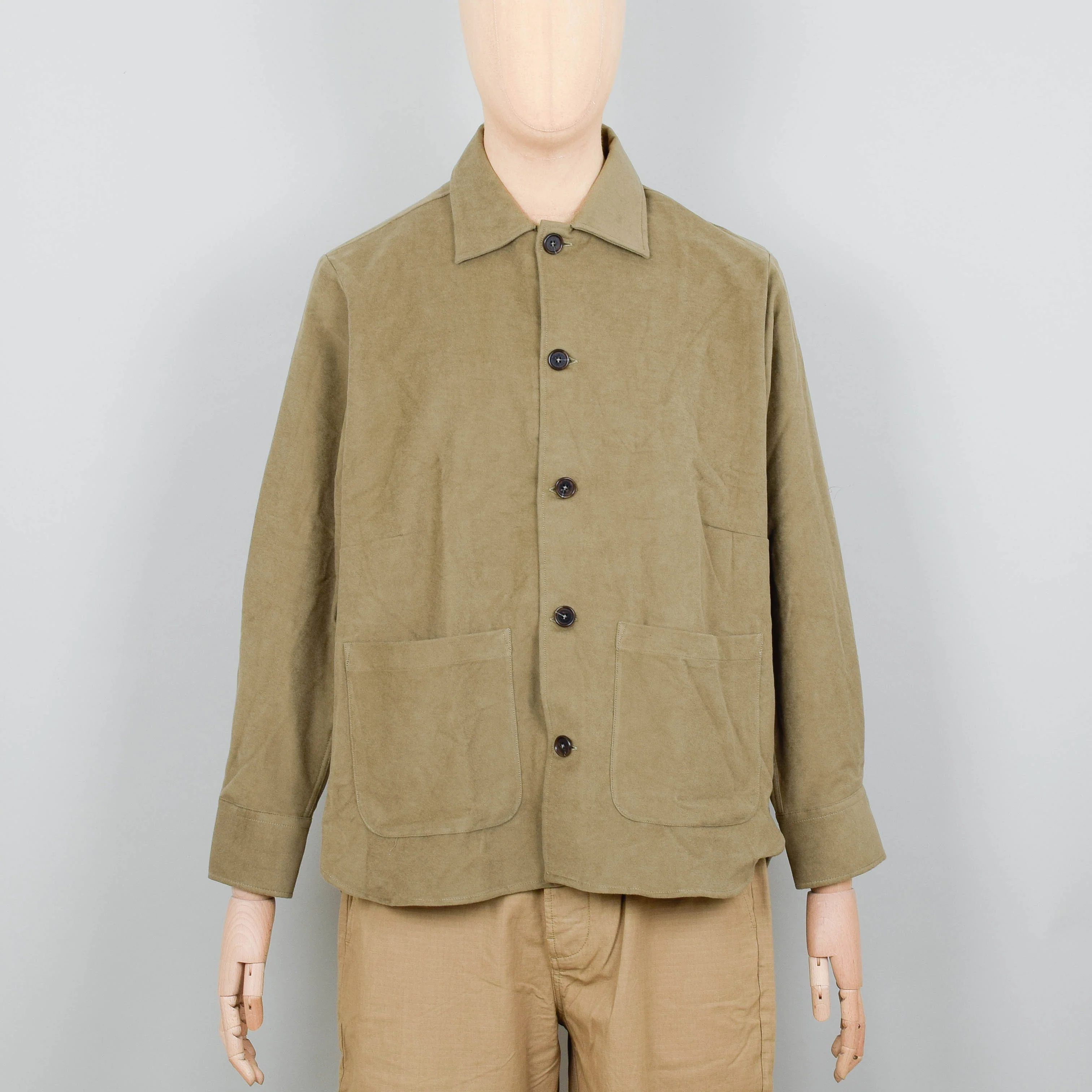 Universal Works Travail Shirt Lightweight Moleskin - Lovat
