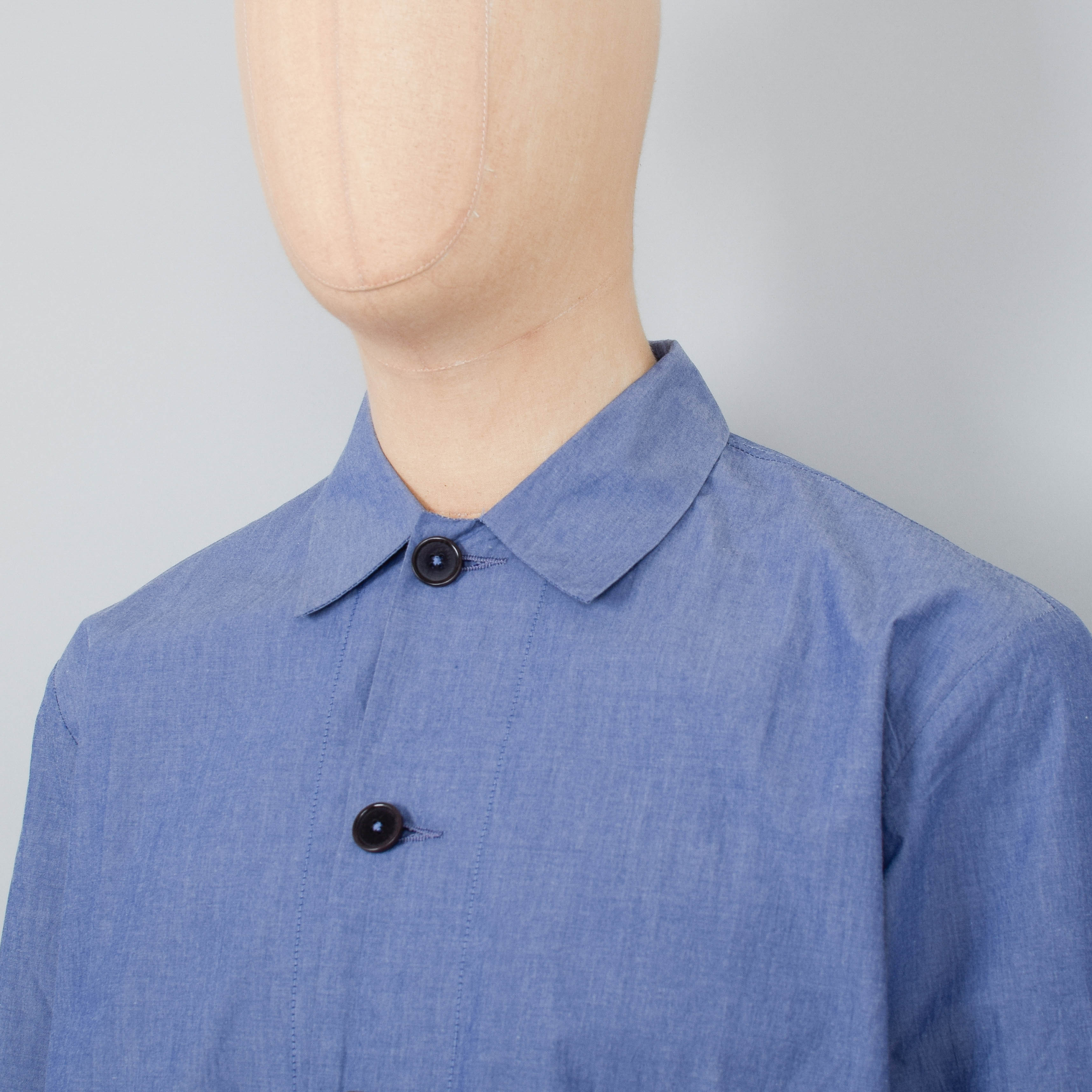 Universal Works Travail Shirt Typewriter Chambray - Blue - Image 2