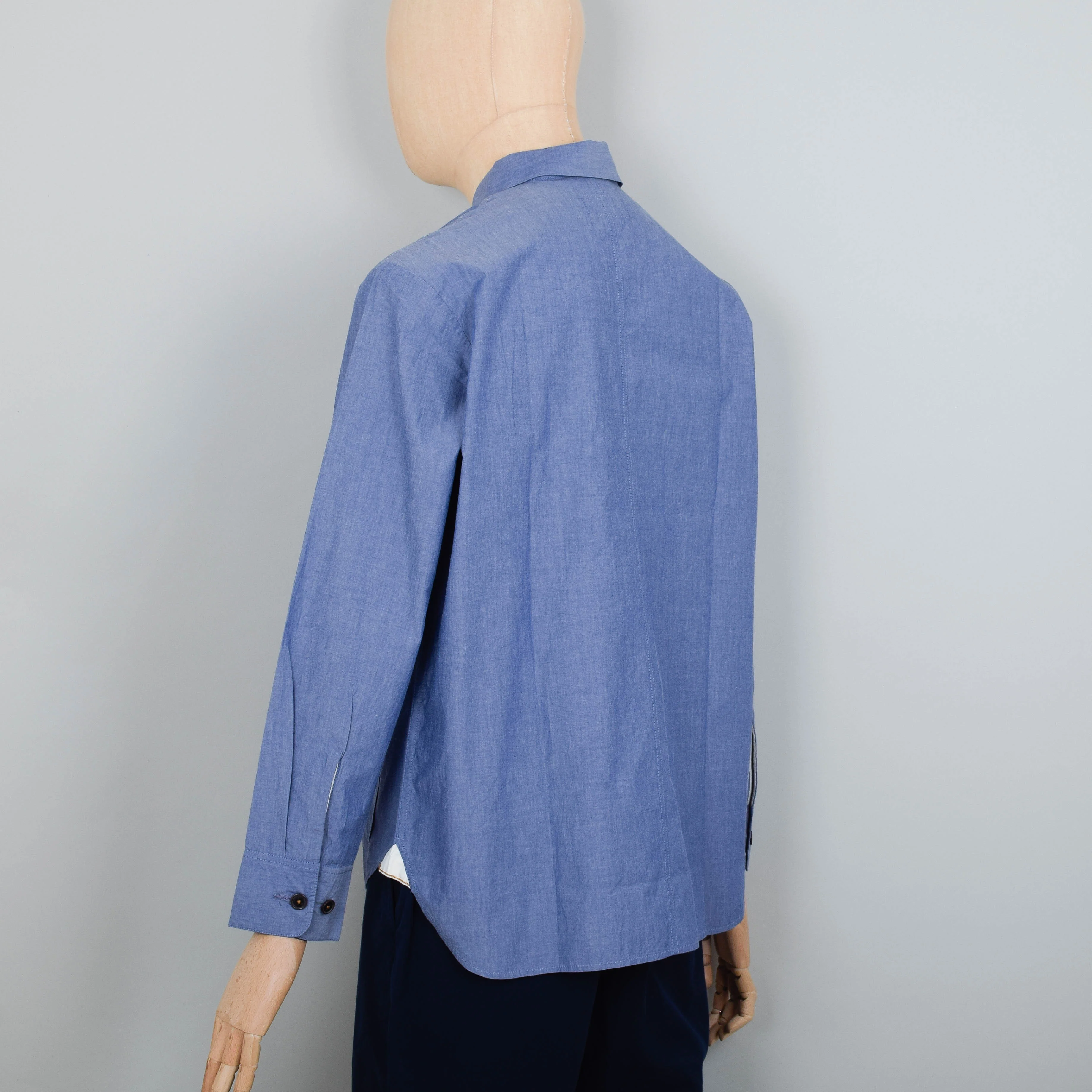Universal Works Travail Shirt Typewriter Chambray - Blue - Image 3
