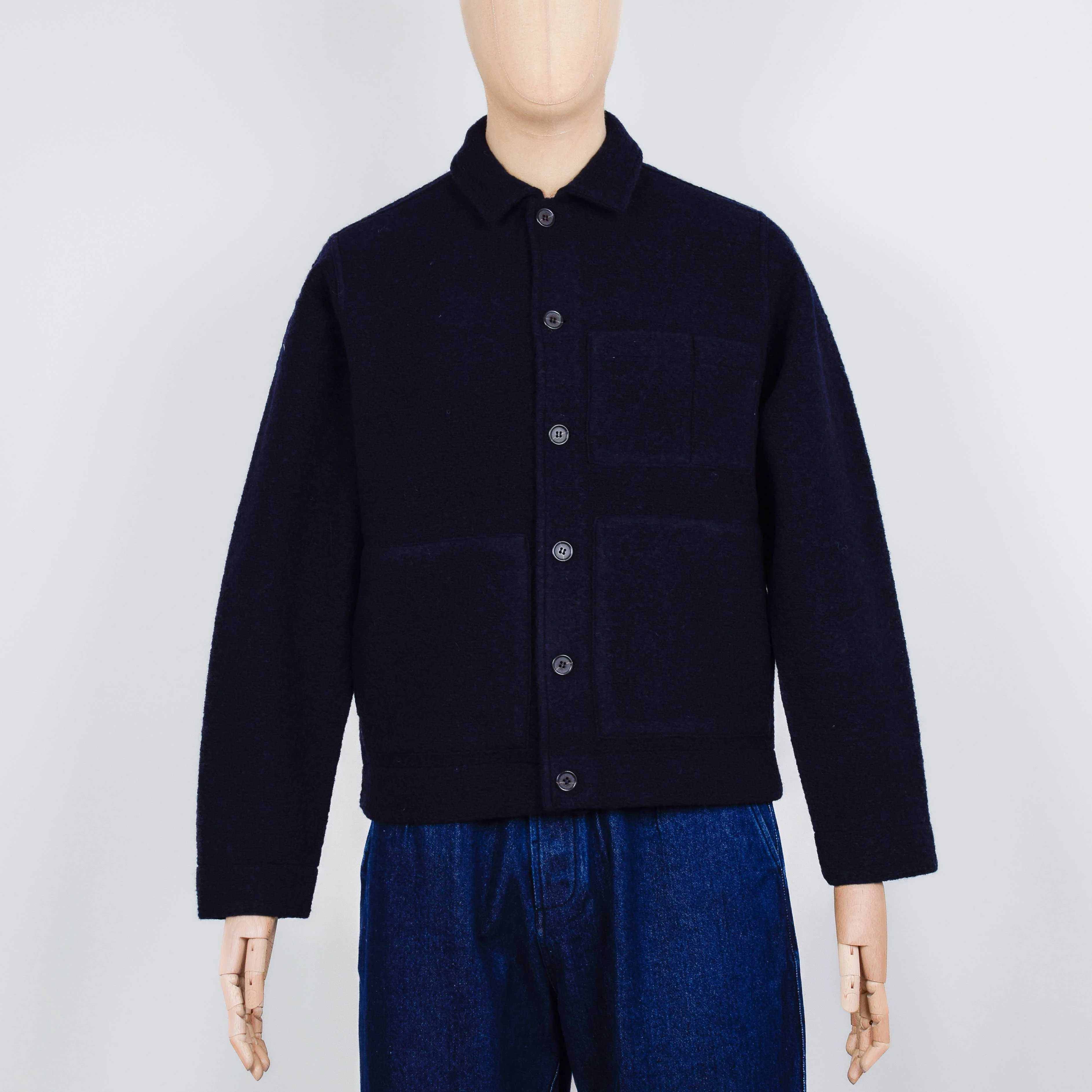 Universal Works Uniform Jacket Wool Fleece - Navy