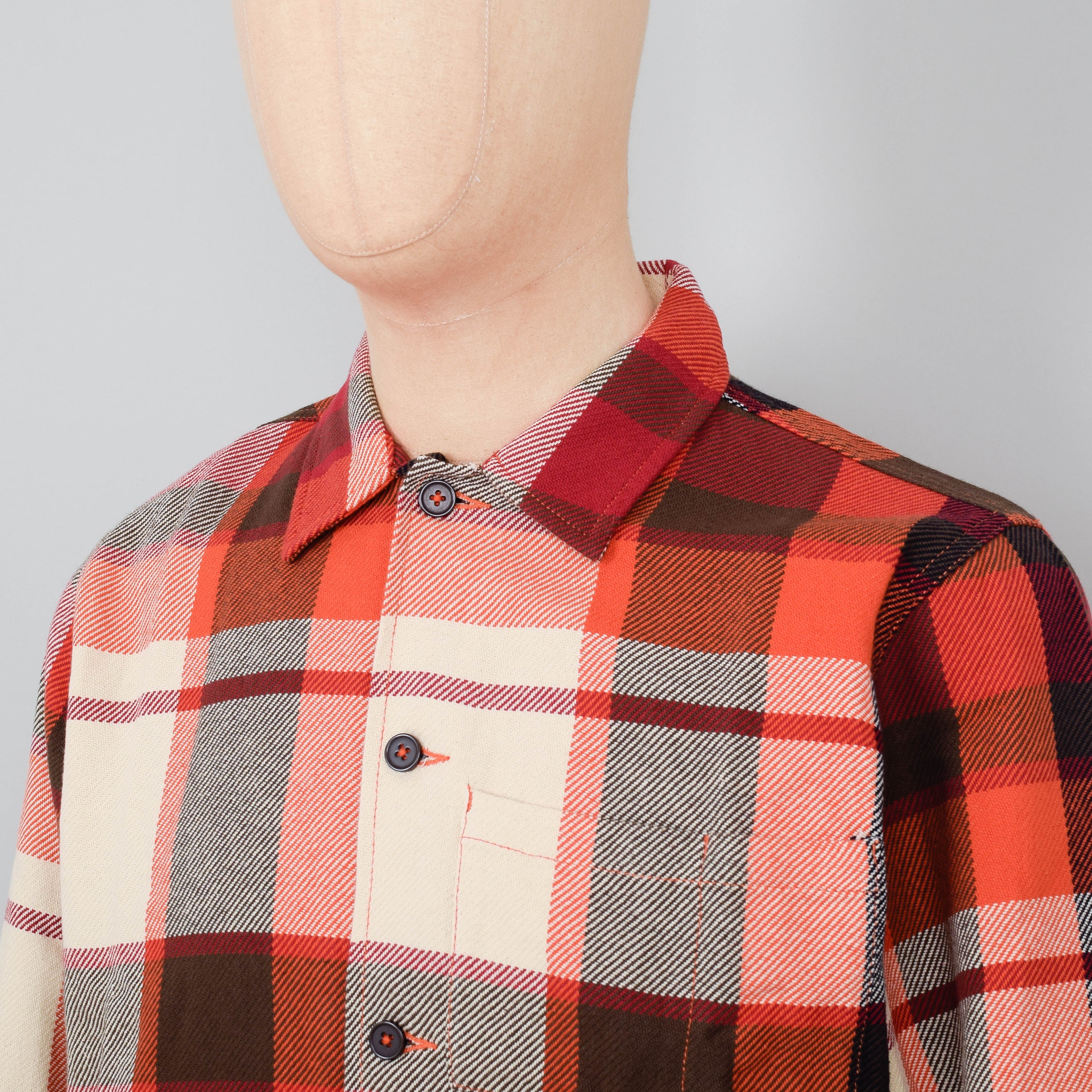 Universal Works Uniform Shirt - Earth Red Check - Image 2