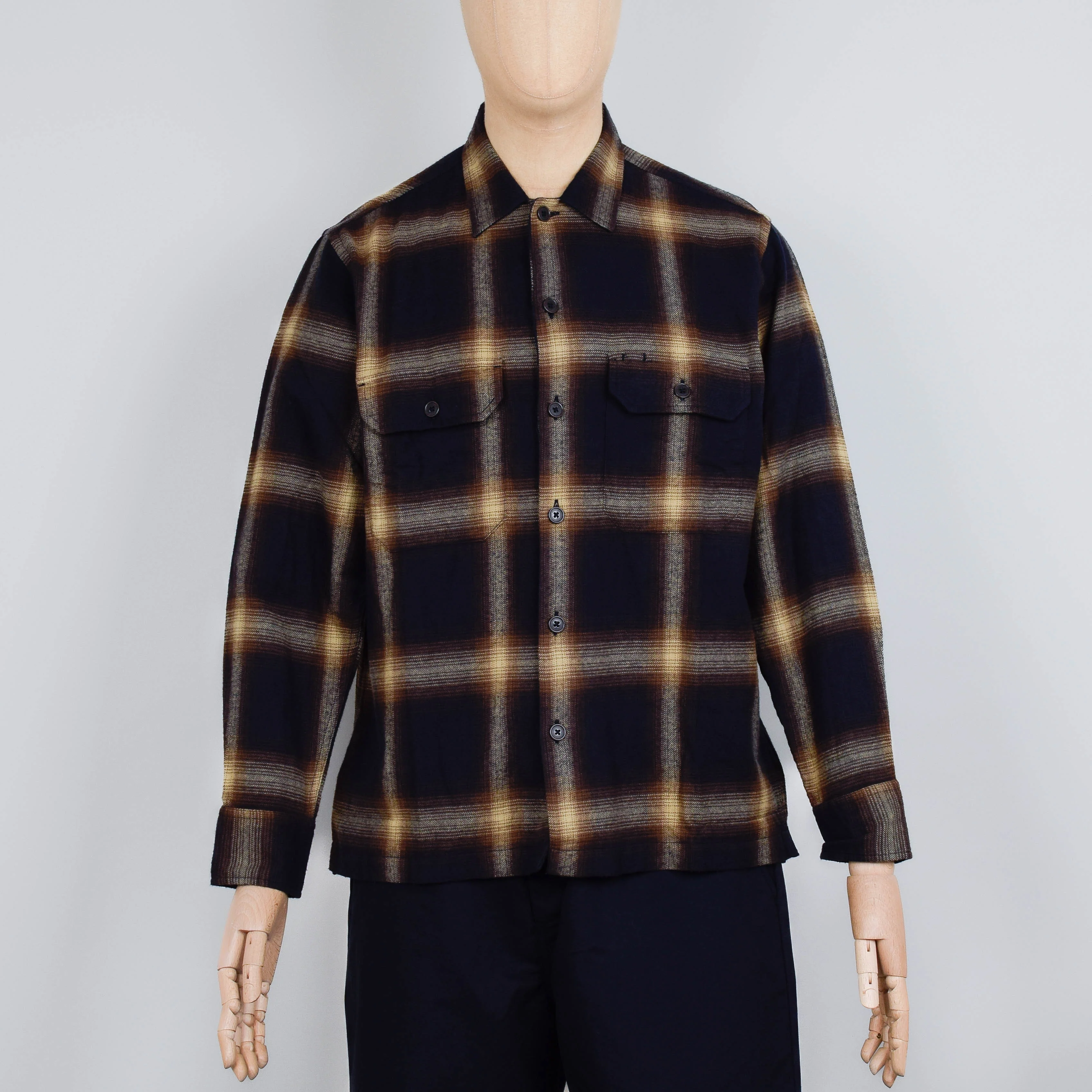 Universal Works Utility Shirt Canyon Check - Navy