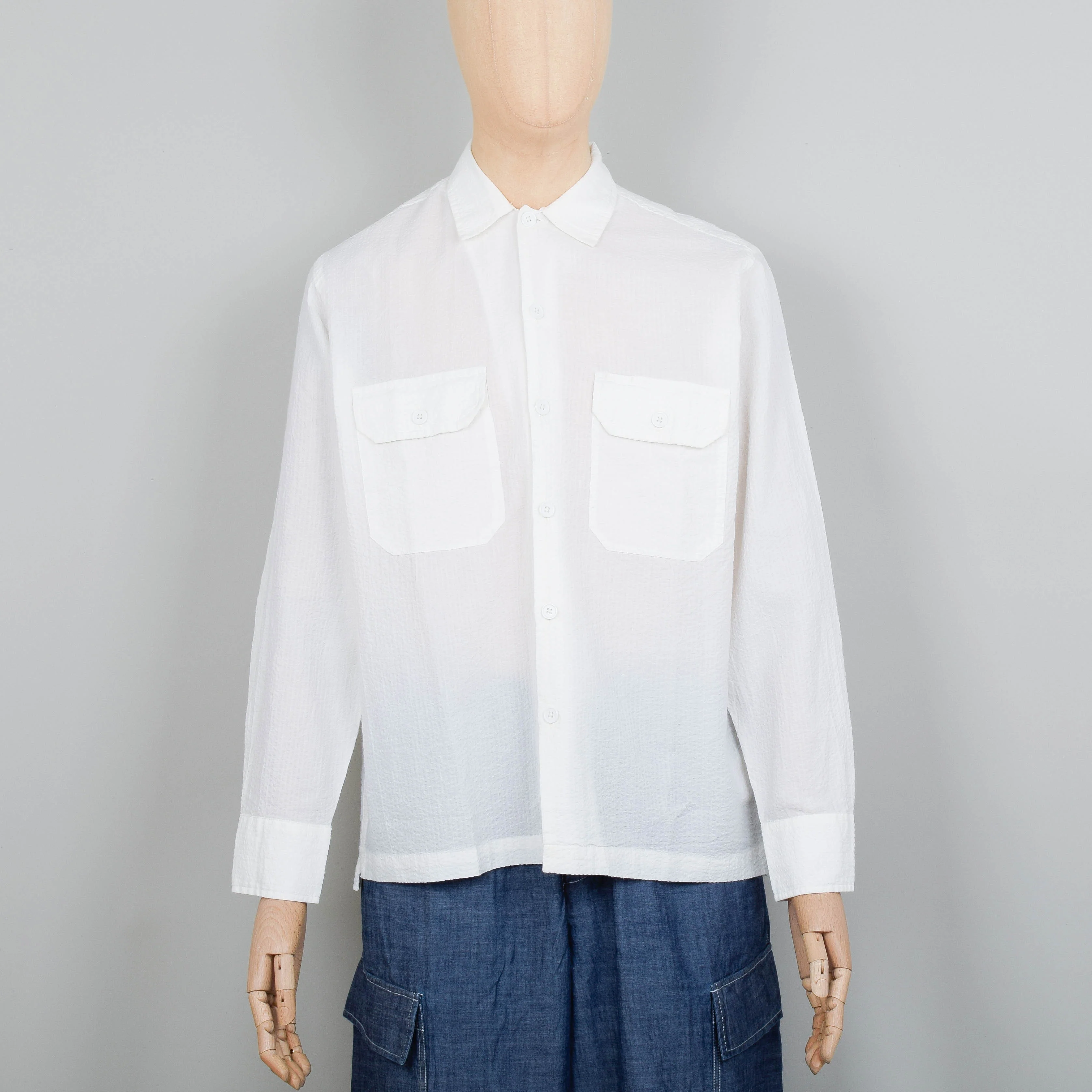 Universal Works Utility Shirt Seersucker - White