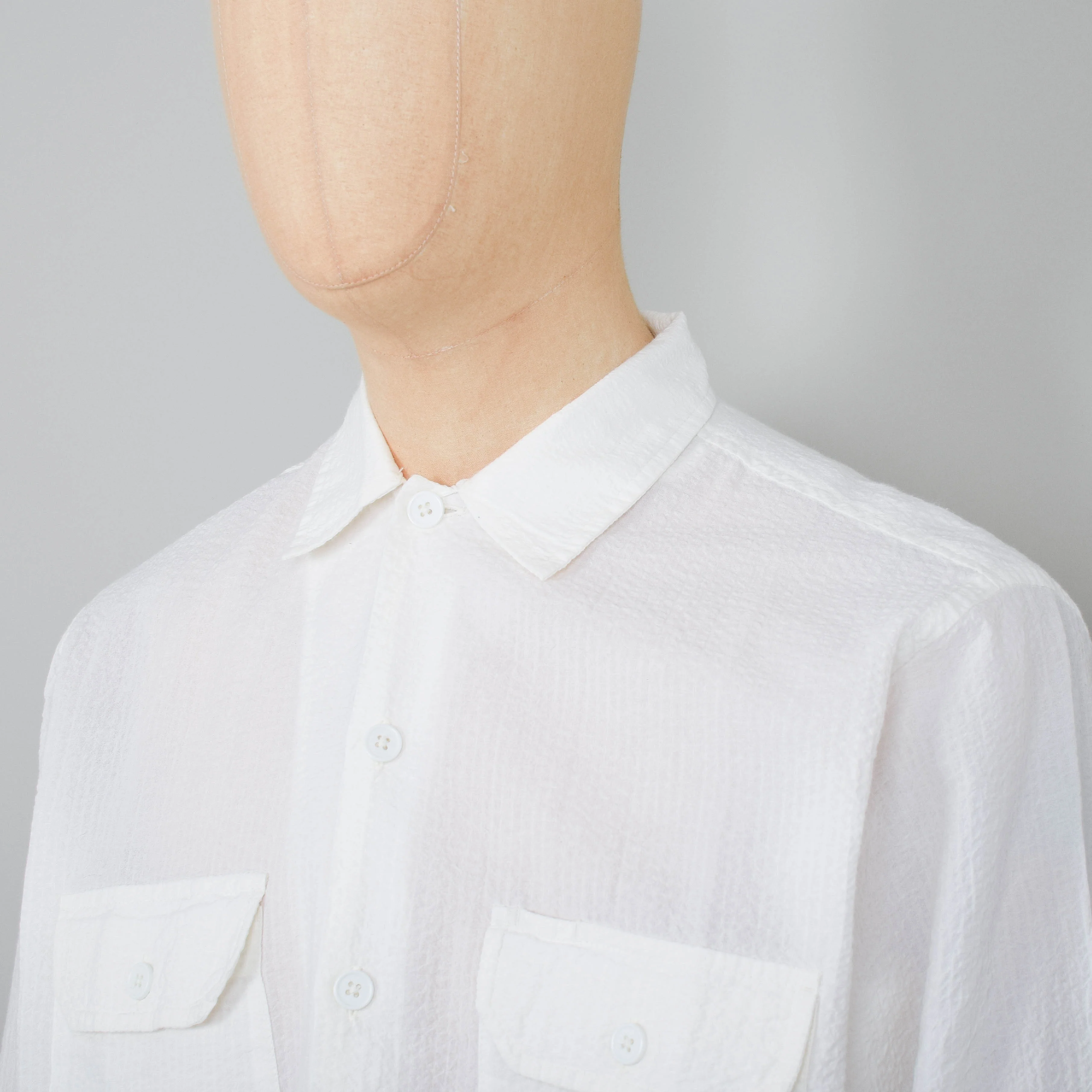 Universal Works Utility Shirt Seersucker - White - Image 2