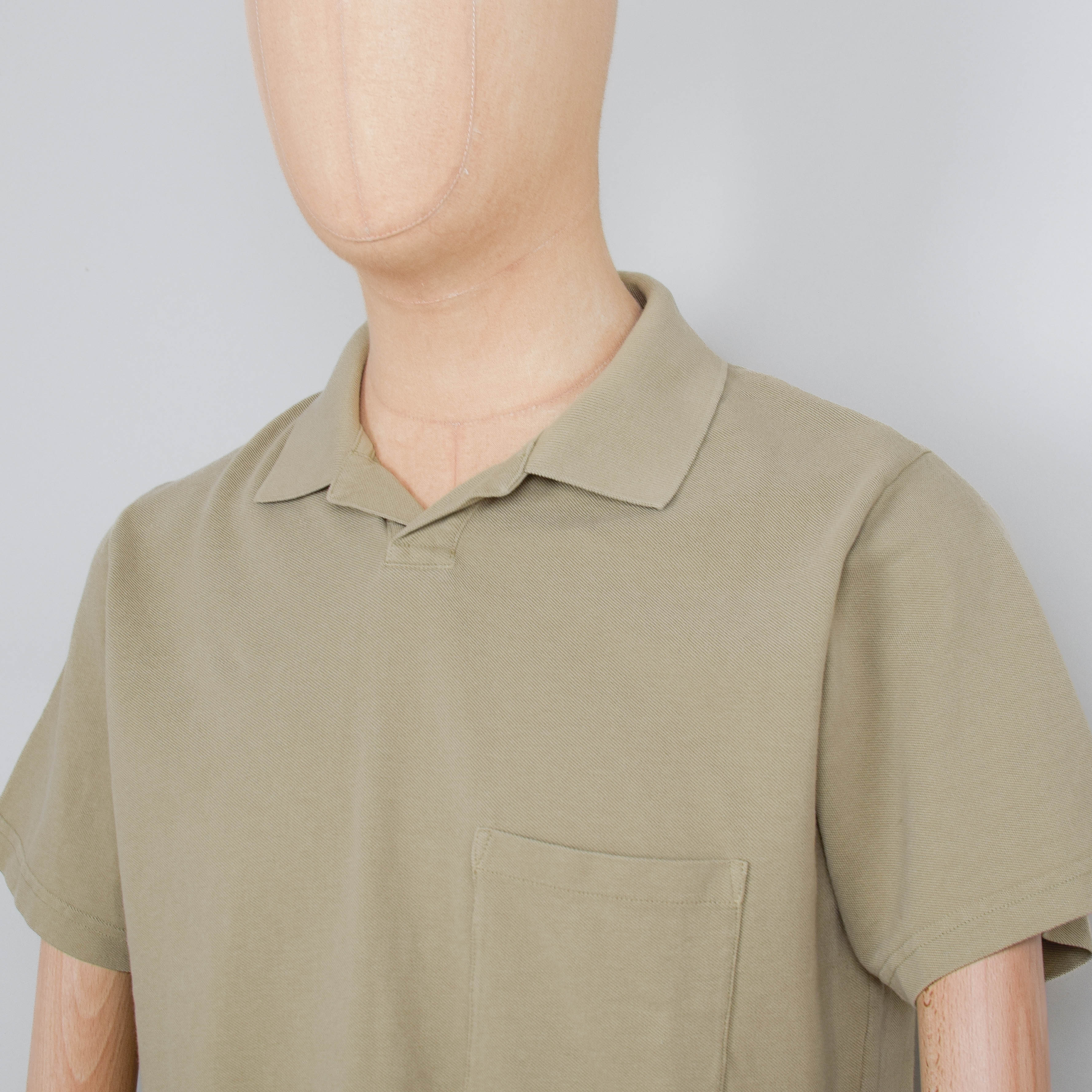 Universal Works Vacation Polo Piquet - Pale Olive - Image 2