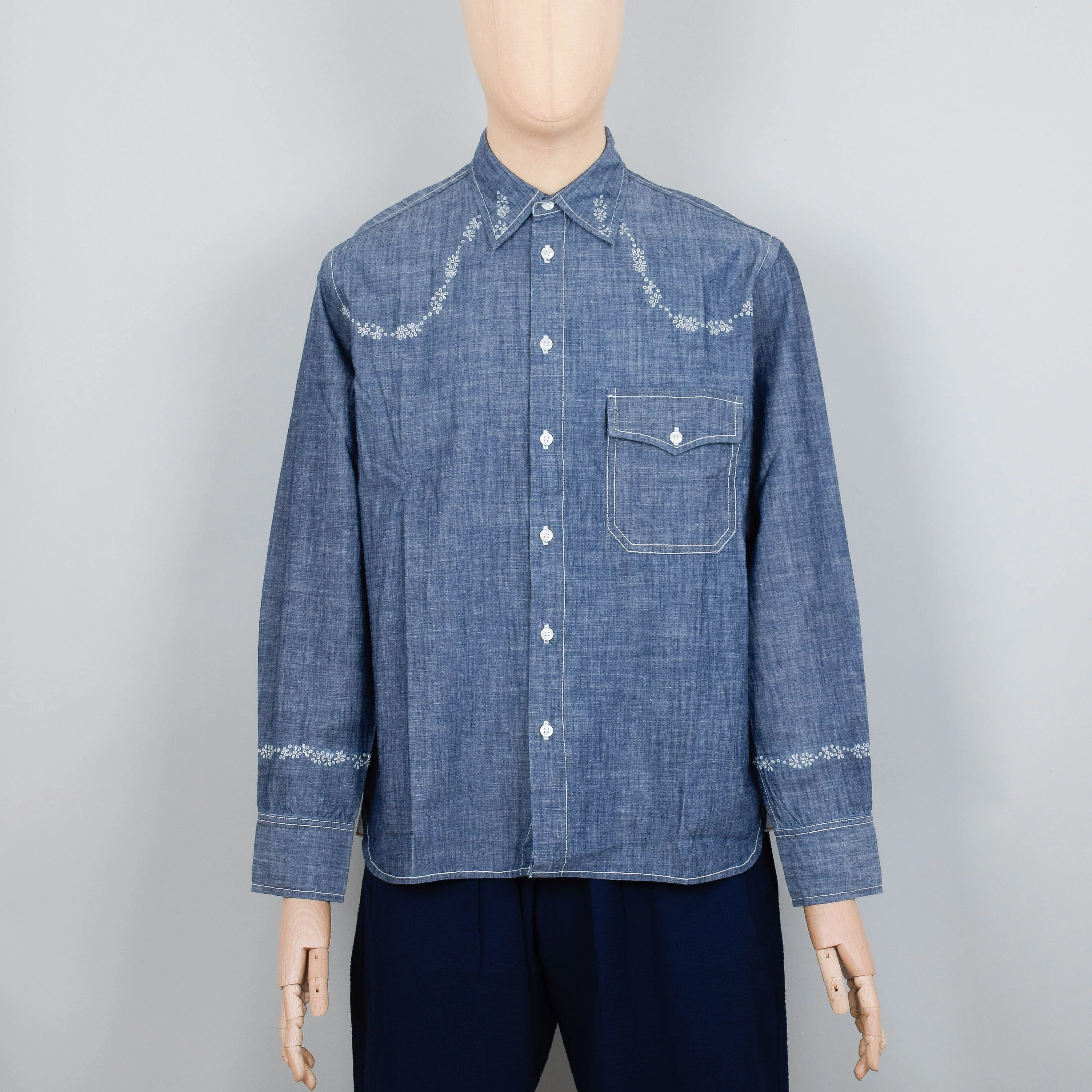 Universal Works Western Shirt Chambray - Indigo