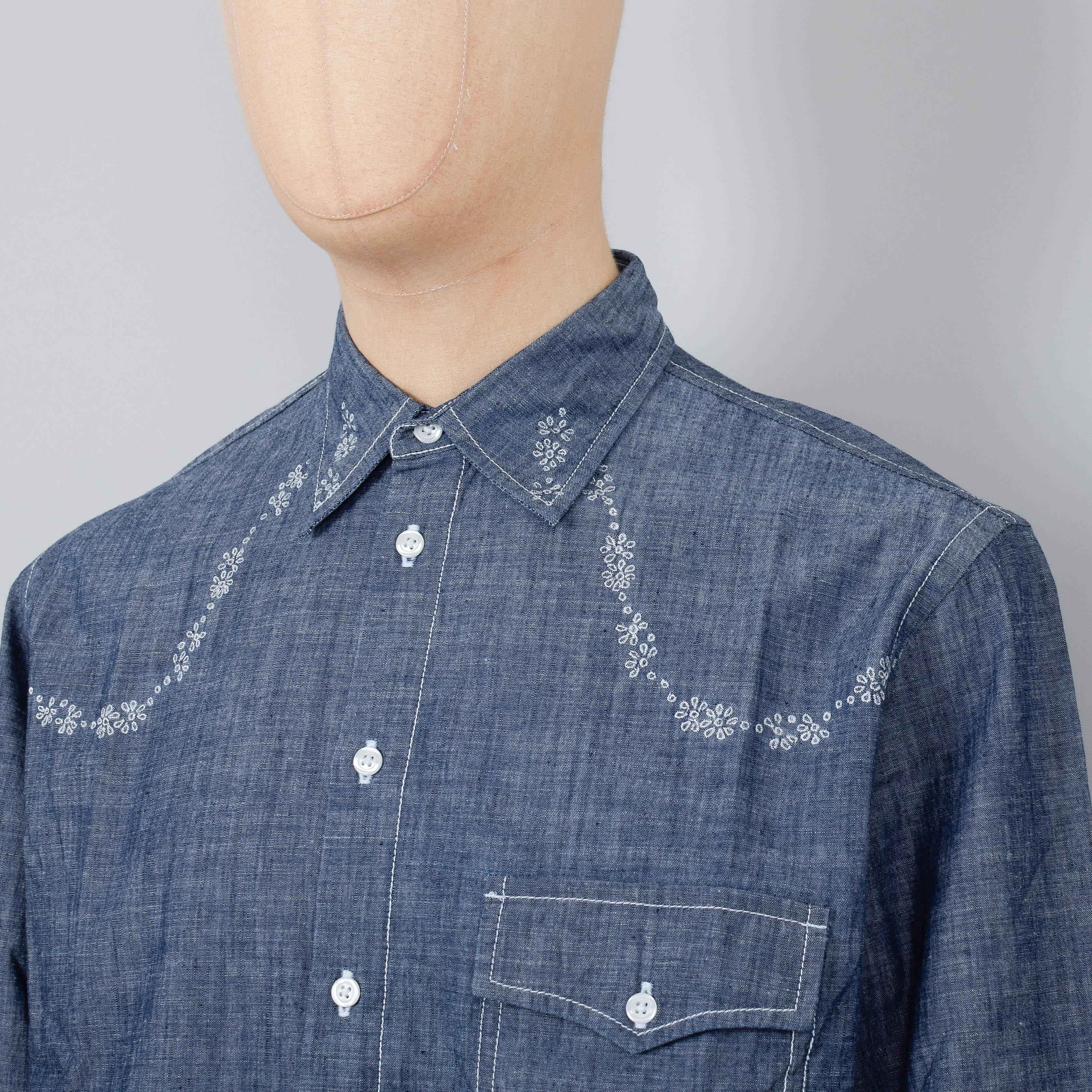 Universal Works Western Shirt Chambray - Indigo - Image 2