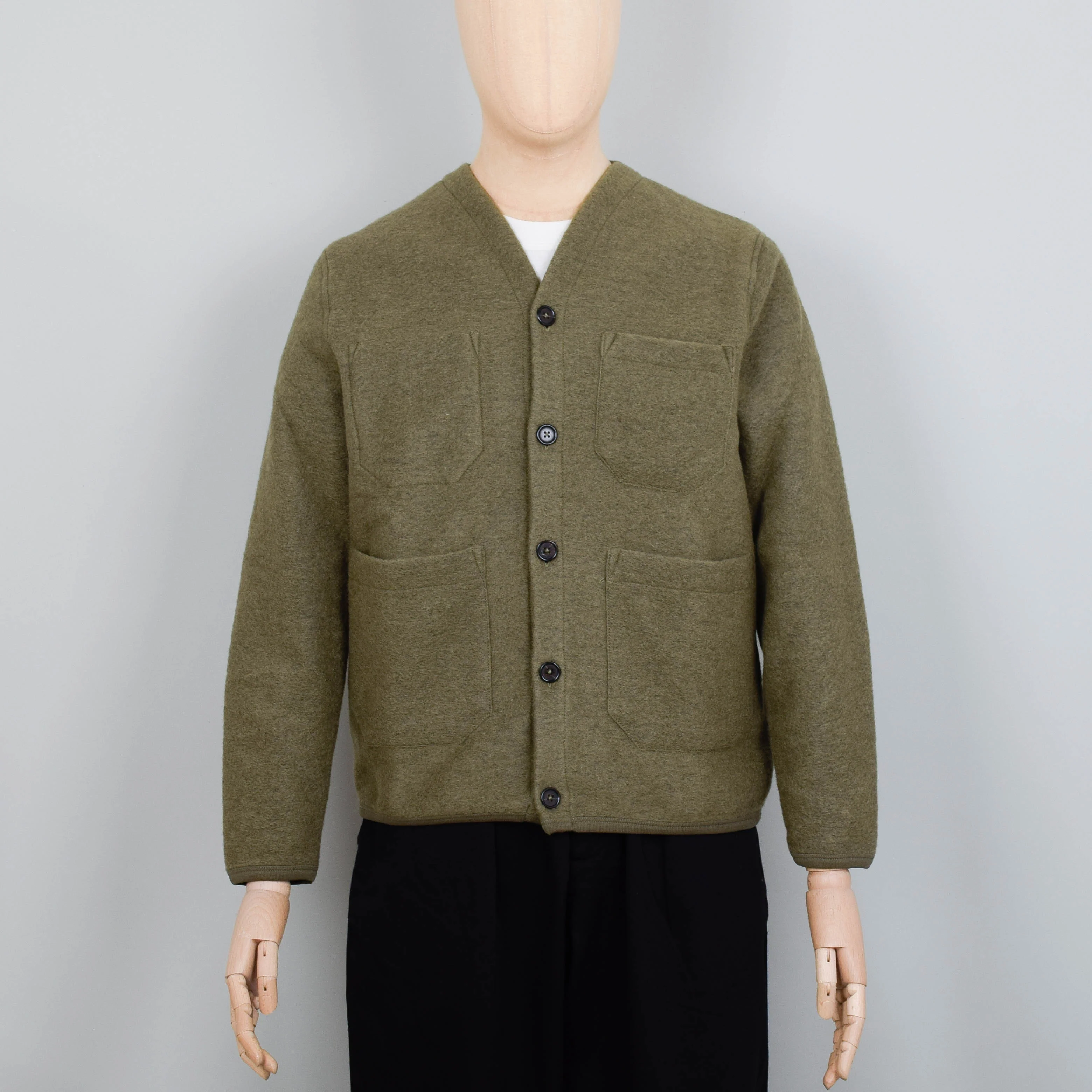 Universal Works Wool Fleece Cardigan - Lovat