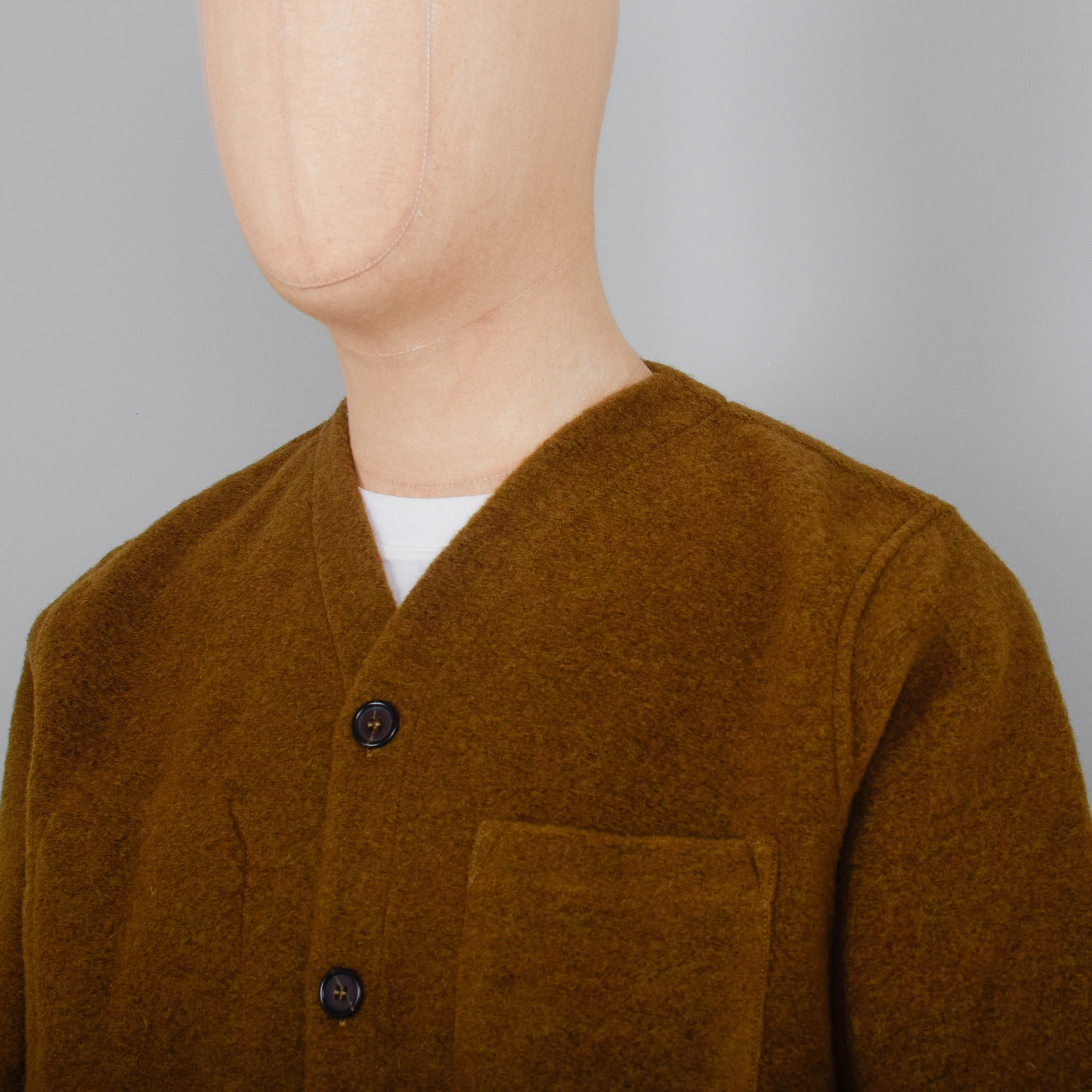 Universal Works Wool Fleece Cardigan - Mustard - Image 2