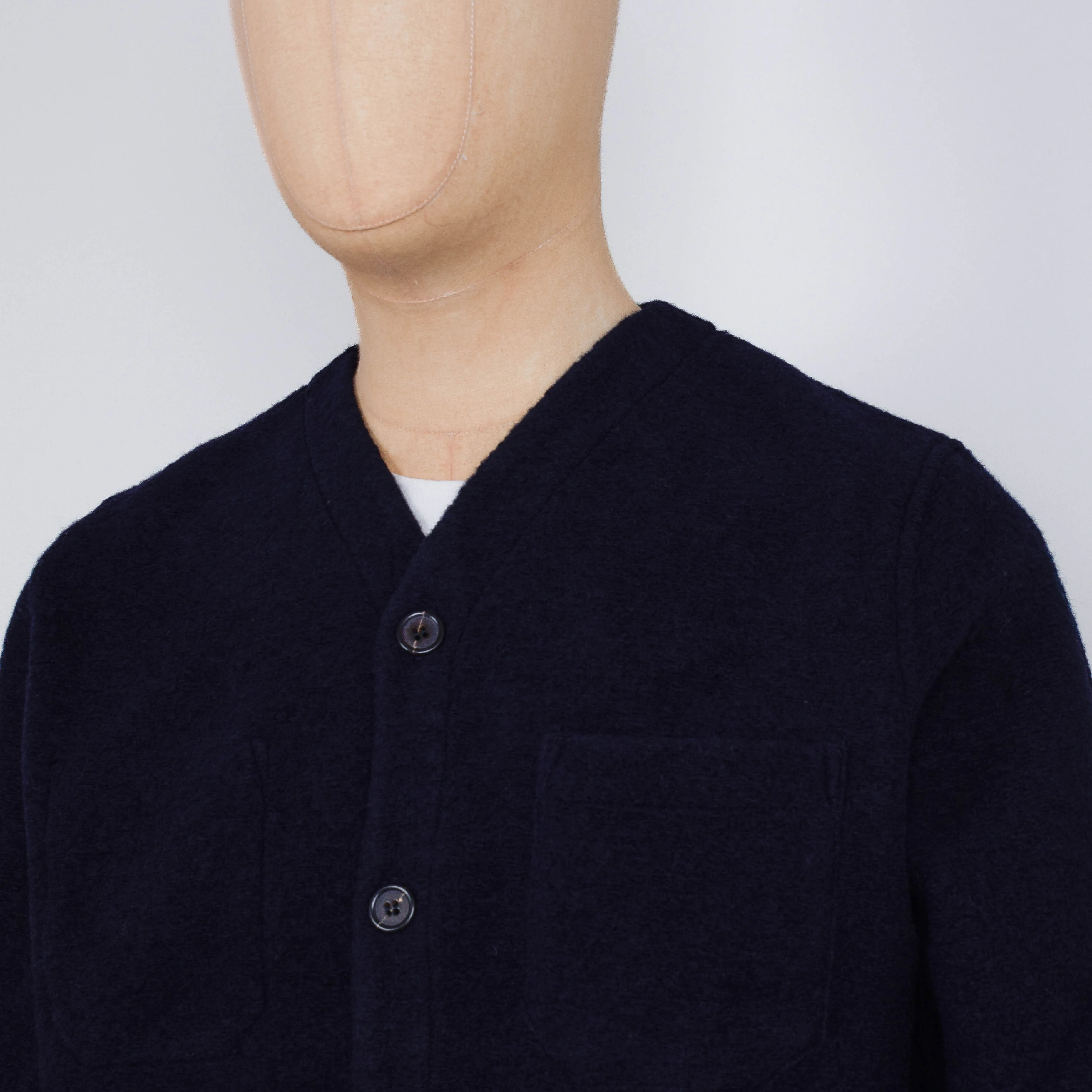 Universal Works Wool Fleece Cardigan - Navy - Image 2