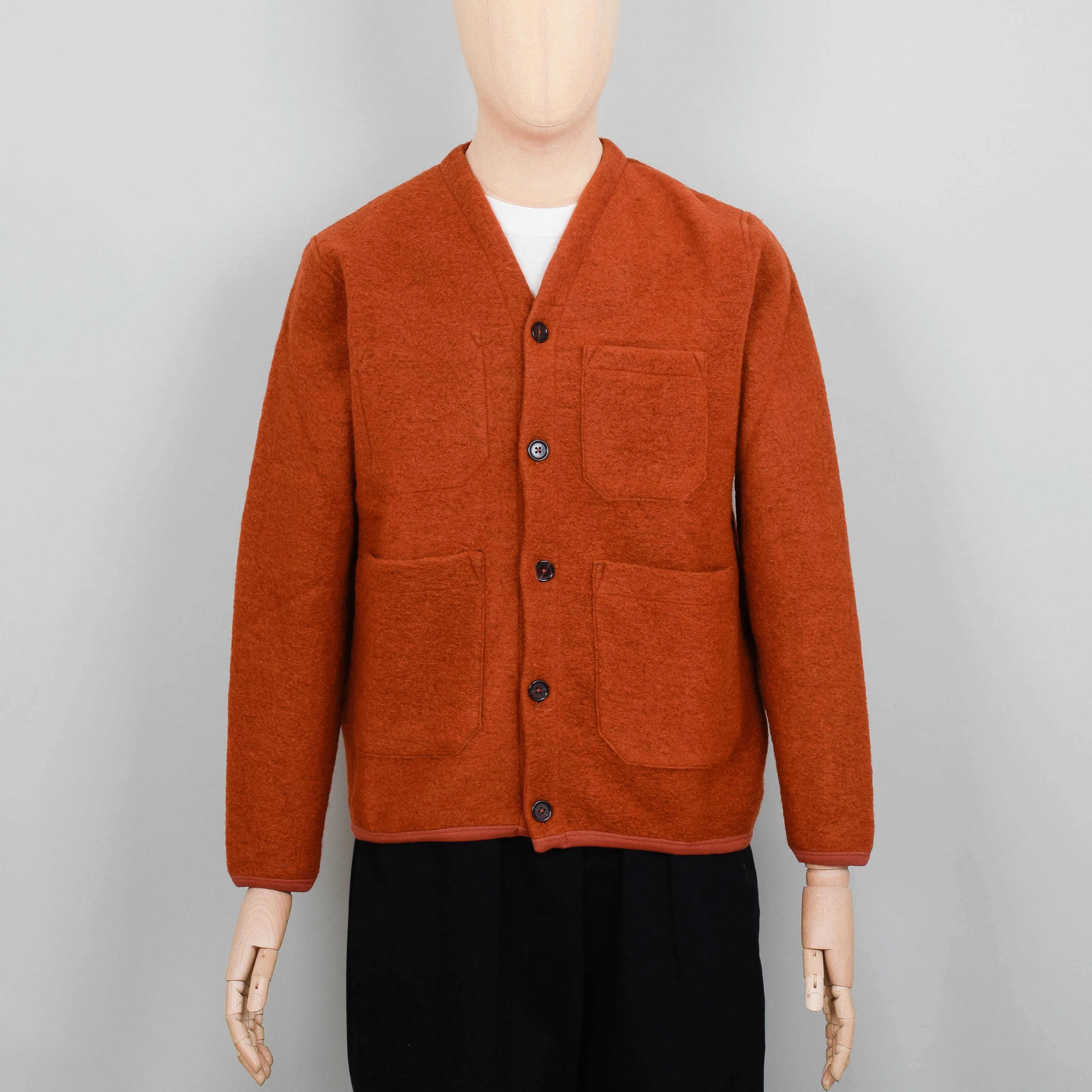 Universal Works Wool Fleece Cardigan - Orange
