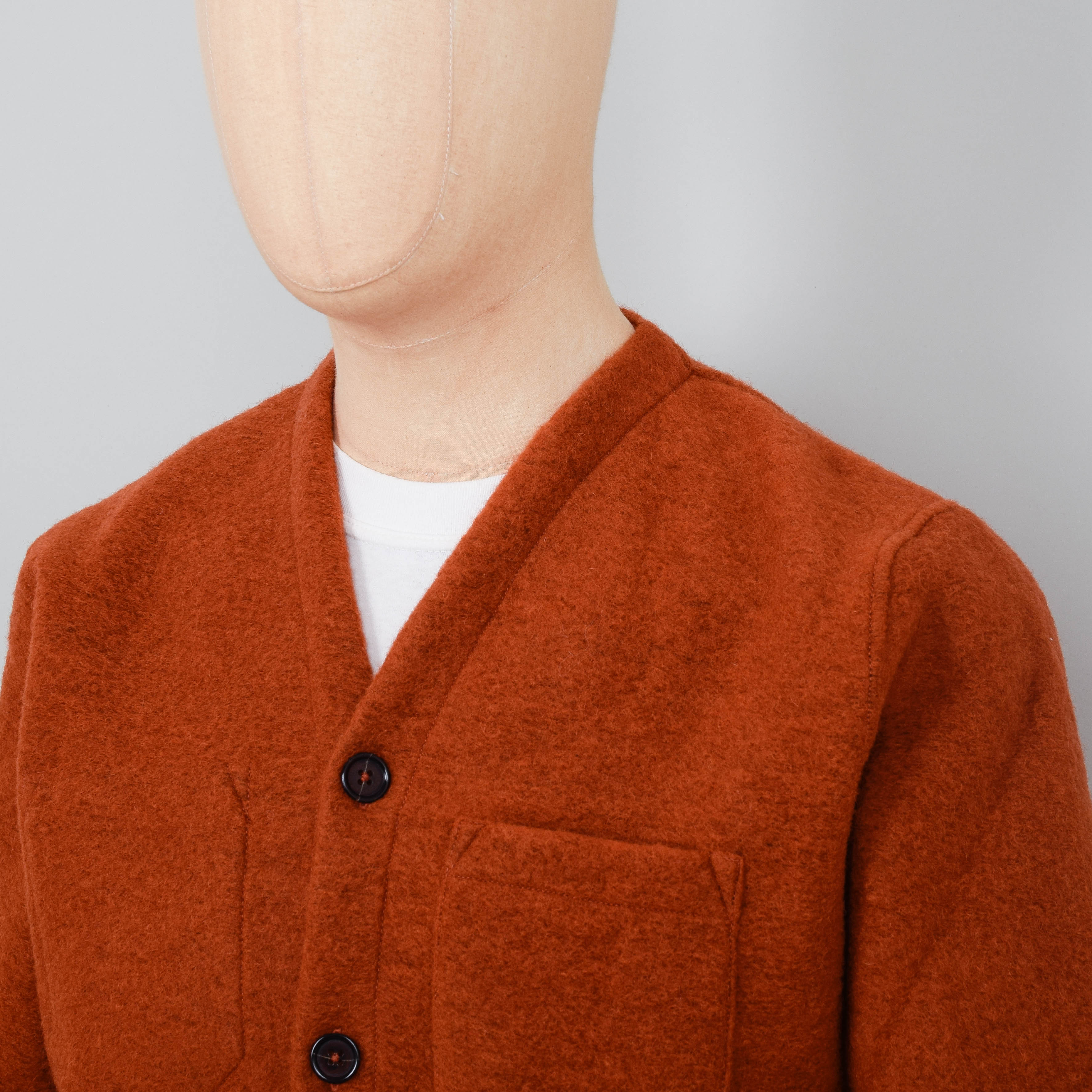 Universal Works Wool Fleece Cardigan - Orange - Image 2