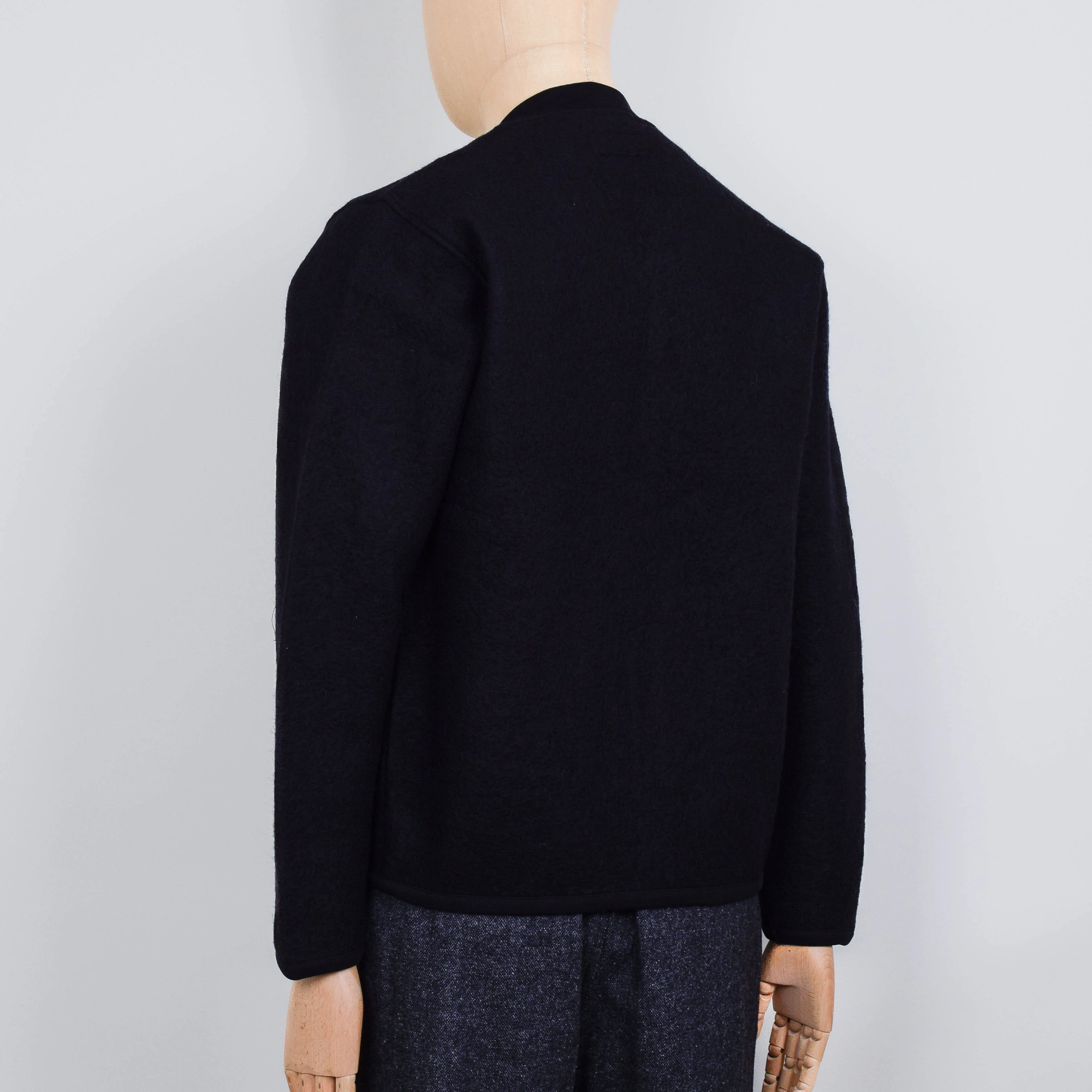 Universal Works Wool Fleece Zip Bomber Jacket - Black - Image 3