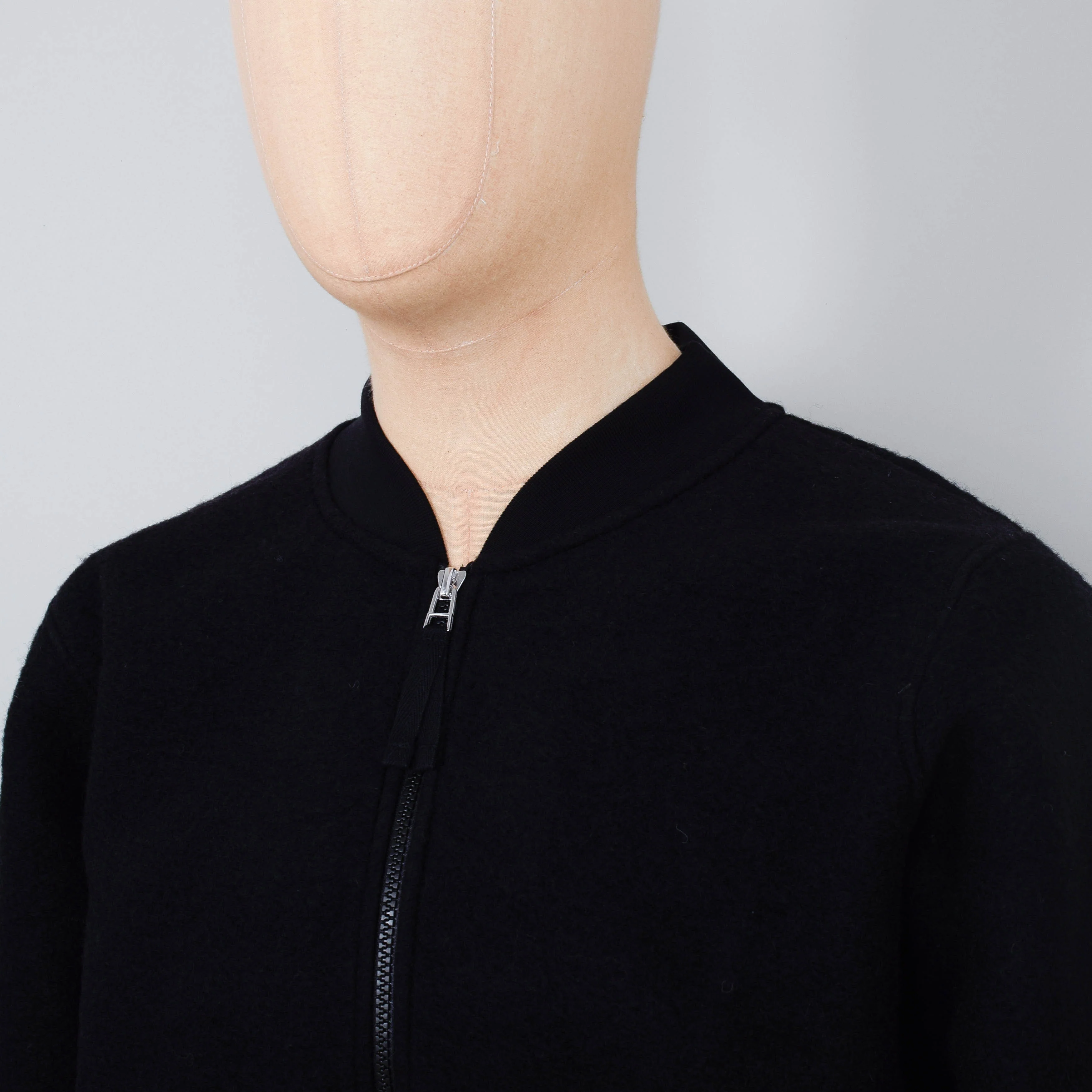 Universal Works Wool Fleece Zip Bomber Jacket - Black - Image 2