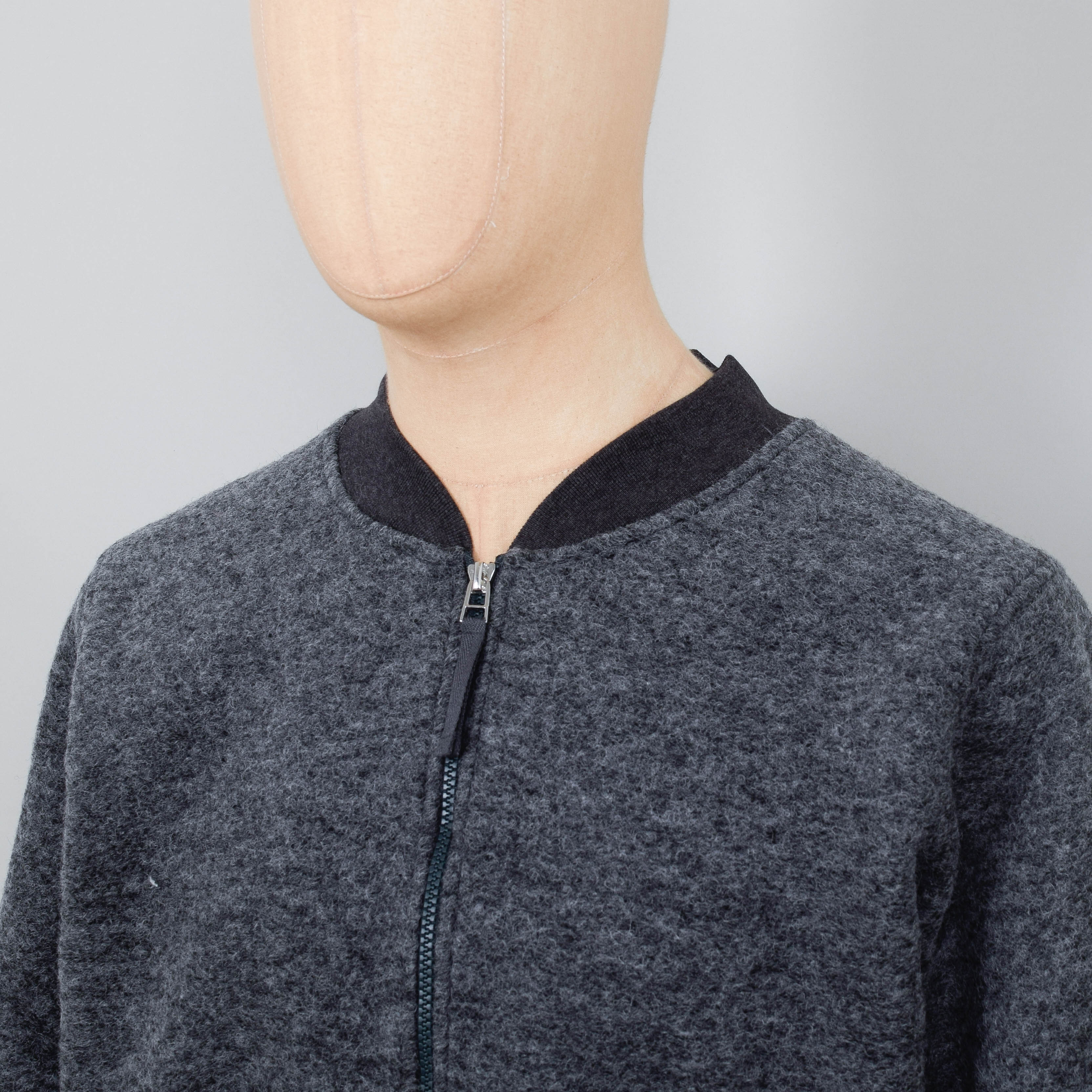 Universal Works Wool Fleece Zip Bomber Jacket - Grey - Image 2