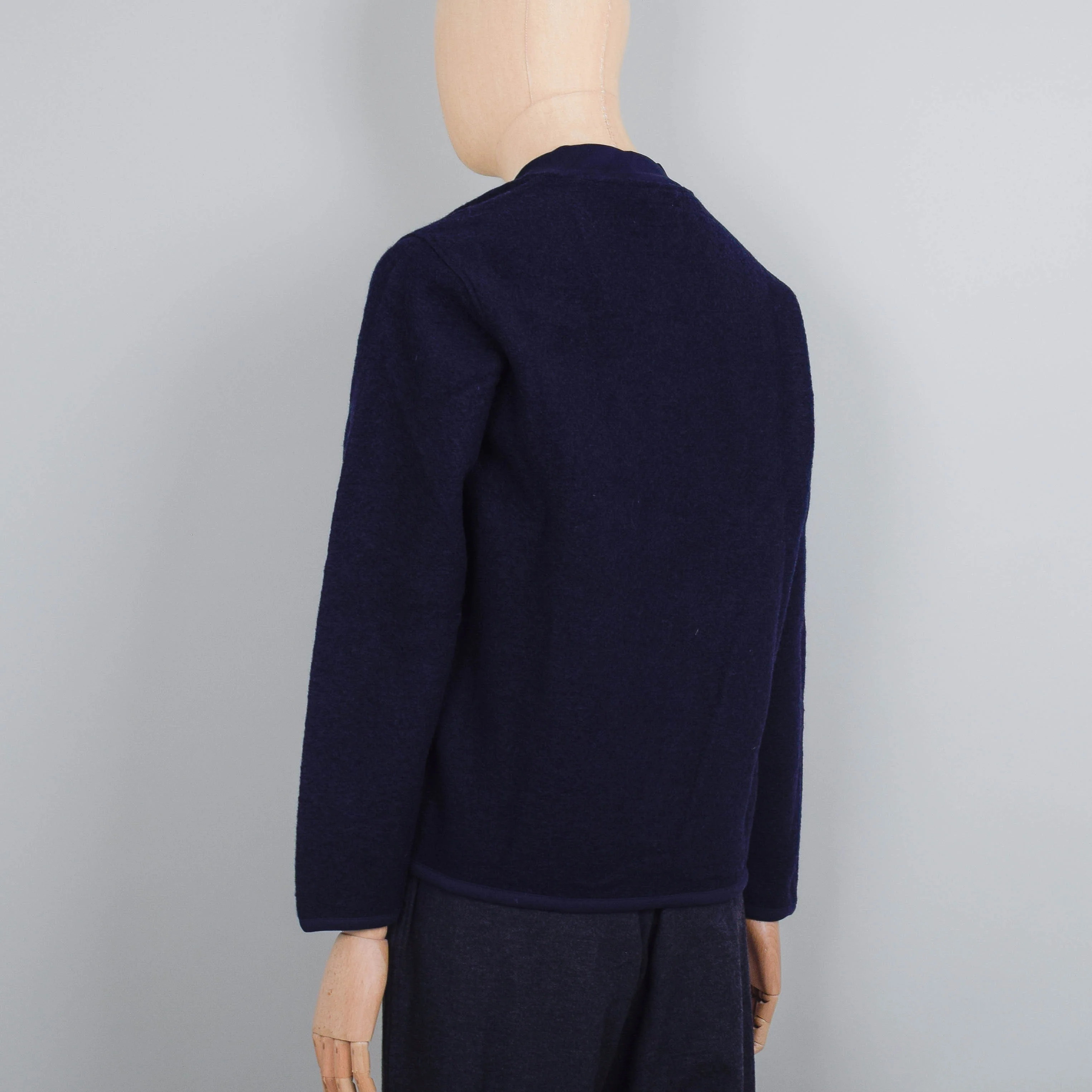 Universal Works Wool Fleece Zip Bomber Jacket - Navy - Image 4