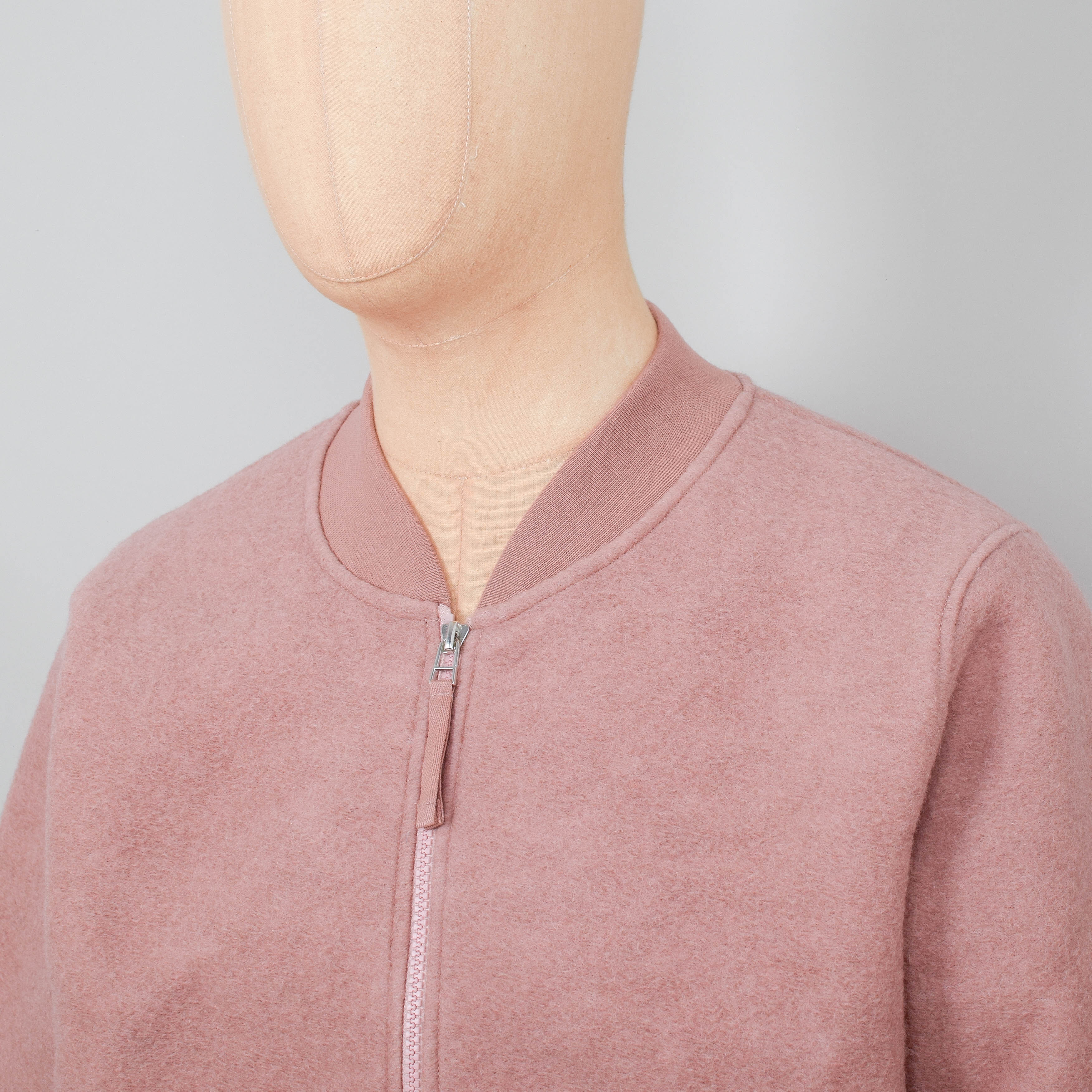 Universal Works Wool Fleece Zip Bomber Jacket - Pink - Image 2