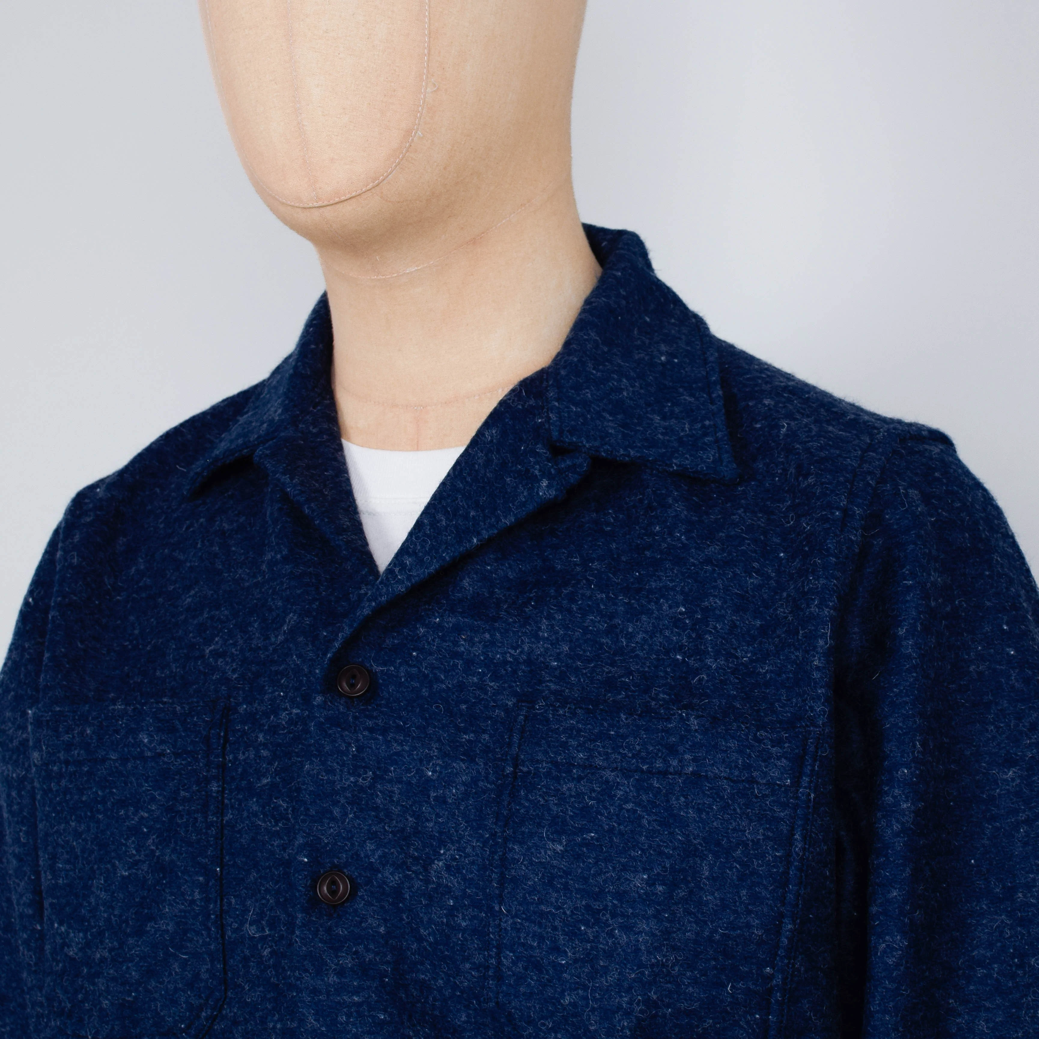 Universal Works Work Shirt Dam Marl - Navy - Image 2