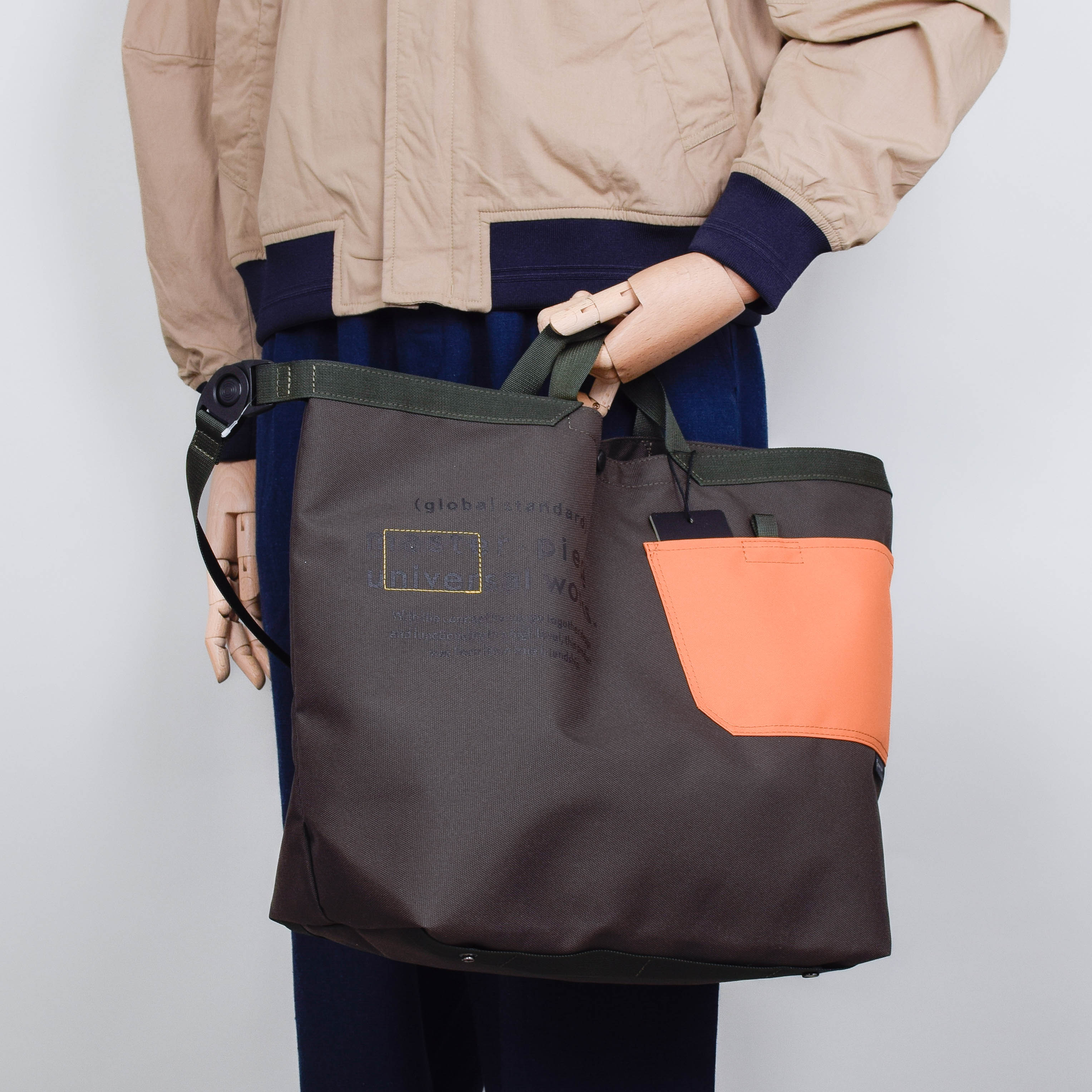Universal Works x Master-Piece Large Tote Bag - Olive - Image 2