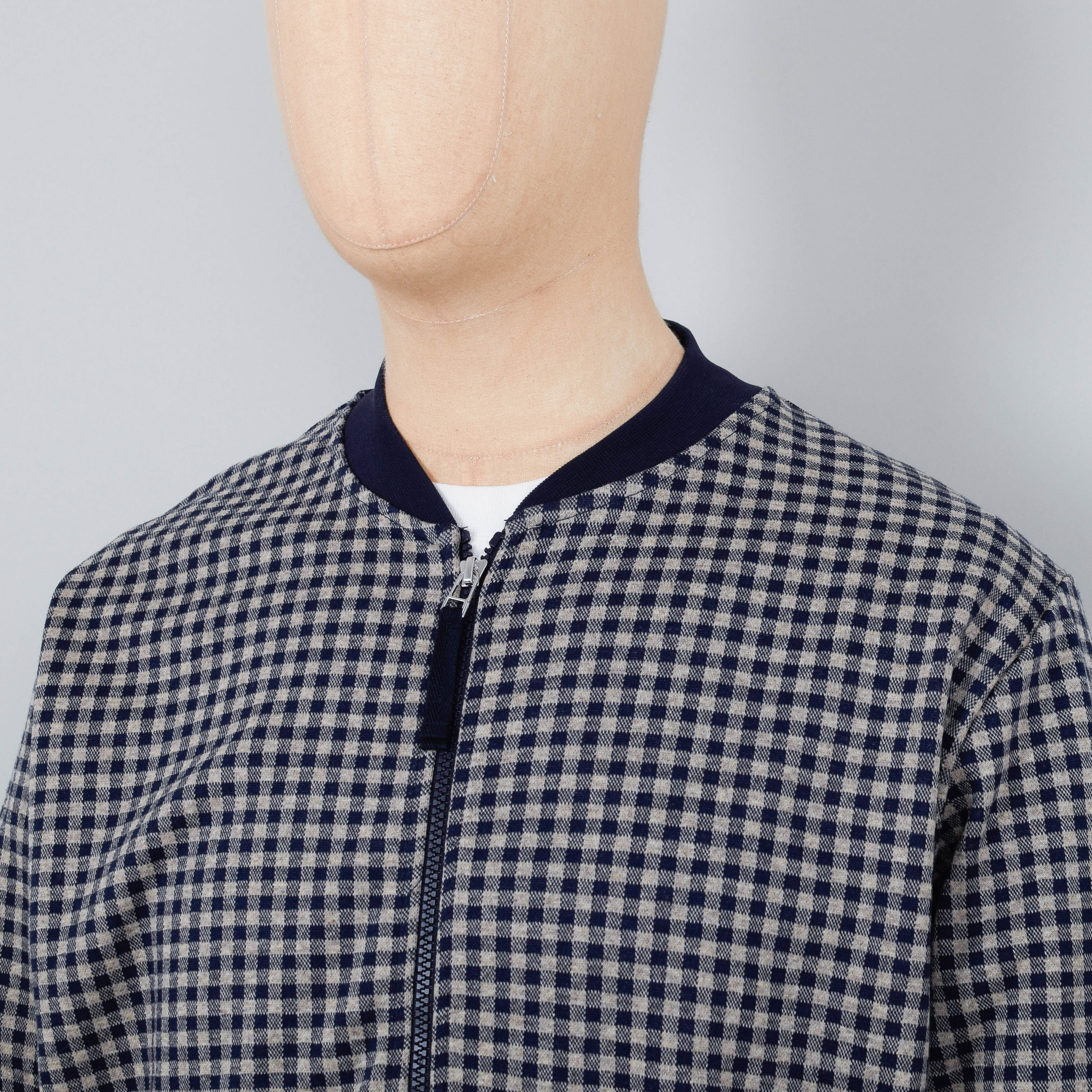 Universal Works Zip Bomber Jacket - Navy Gingham - Image 2