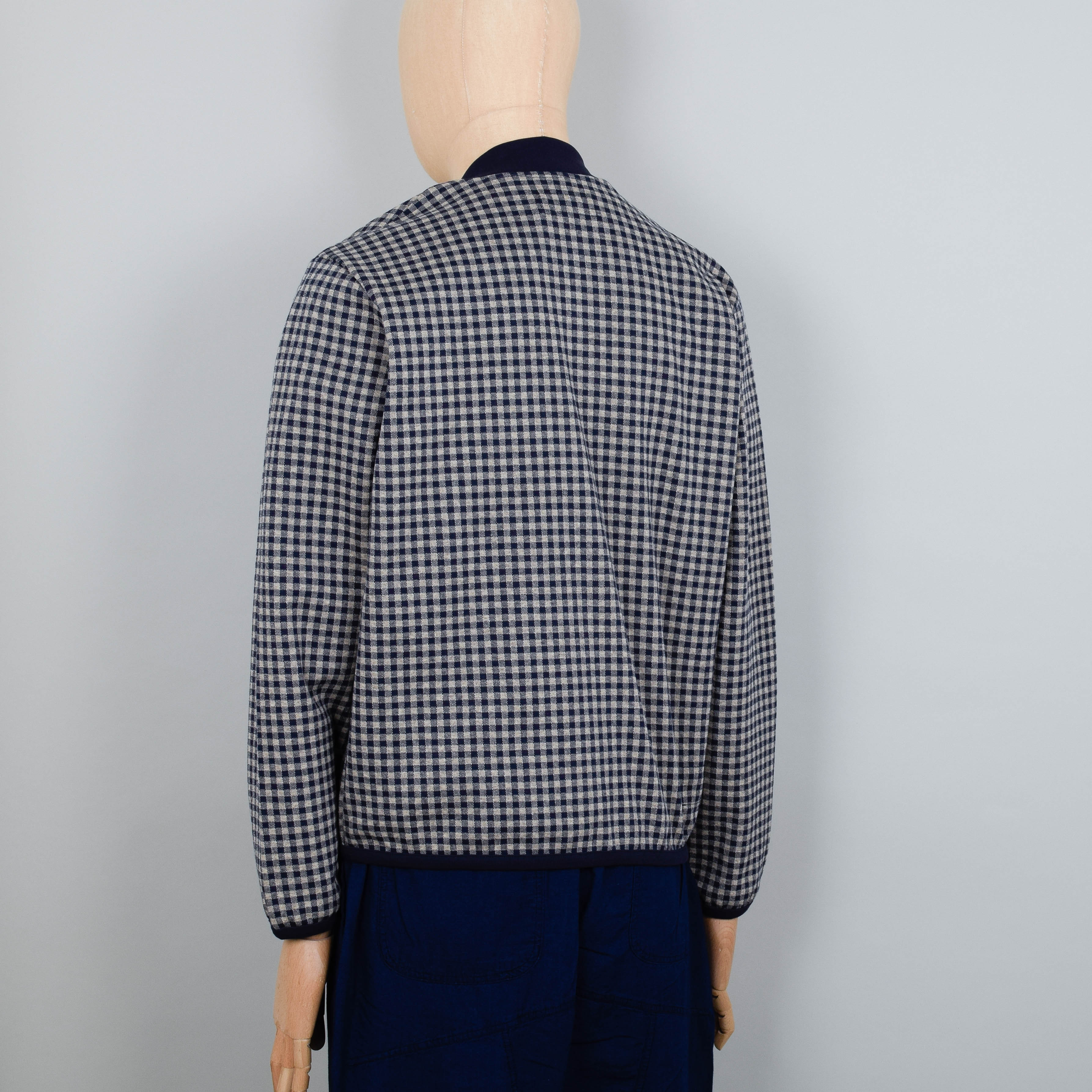 Universal Works Zip Bomber Jacket - Navy Gingham - Image 3