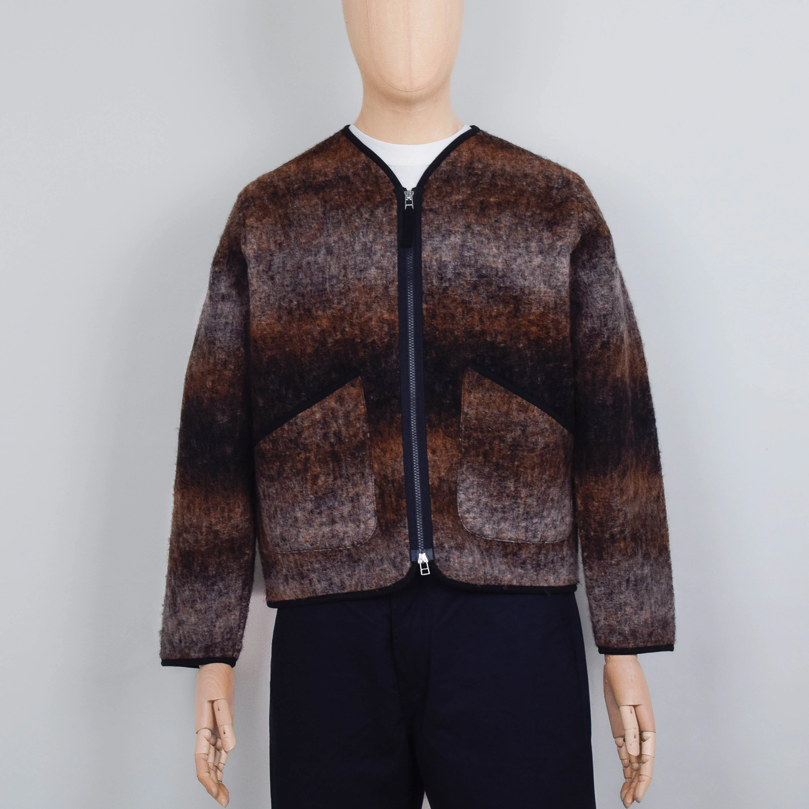 Universal Works Zip Liner Jacket Ombre Fleece - Brown