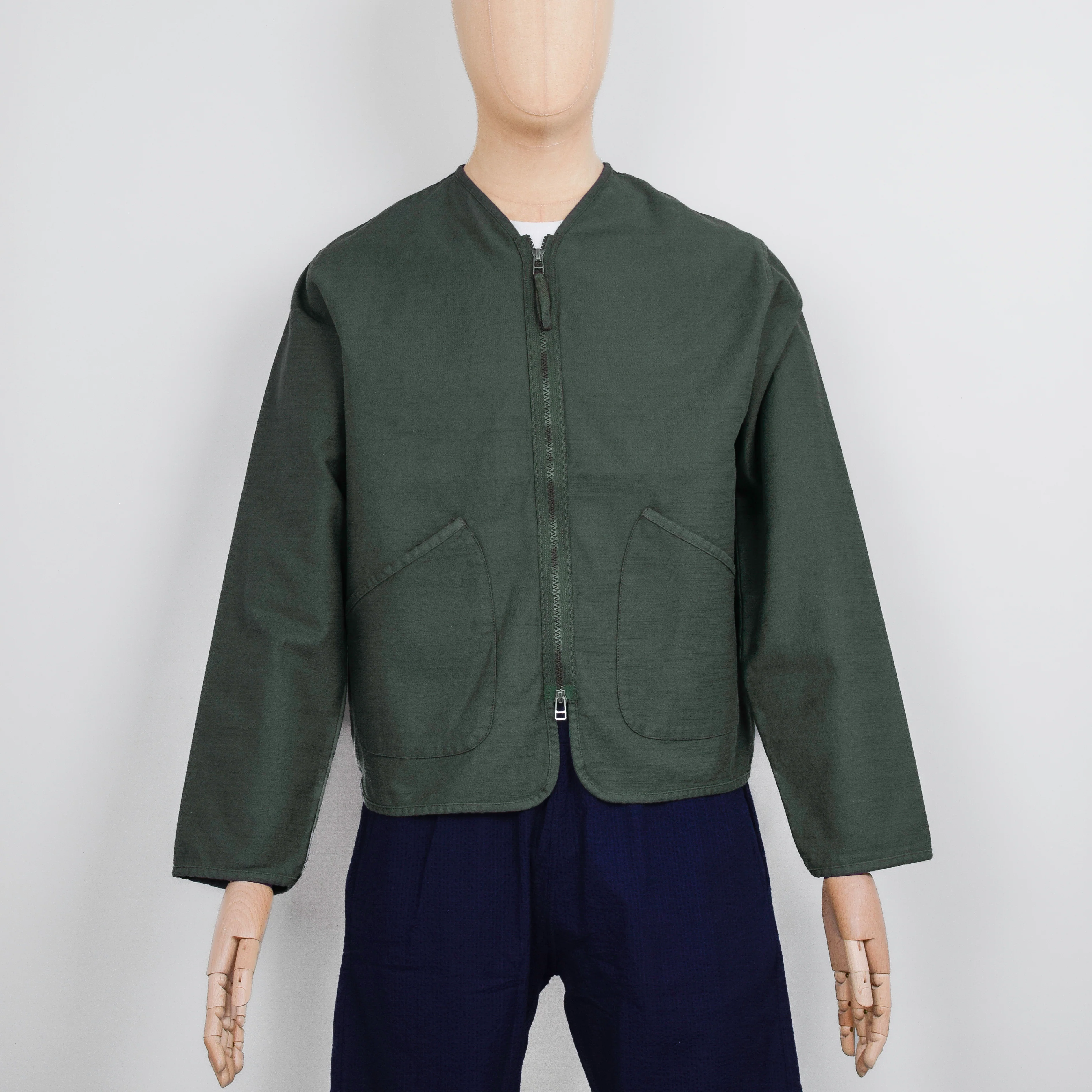 Universal Works Zip Liner Jacket Sateen - Olive